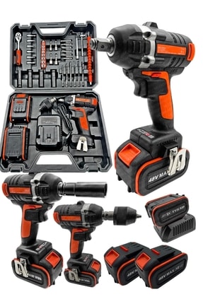 Alman 58 V 20 Ah Akülü Somun Bijon Sökme Takma Sıkma Matkap Kömürsüz Akülü Vidalama 45 Parça Setli Image 5