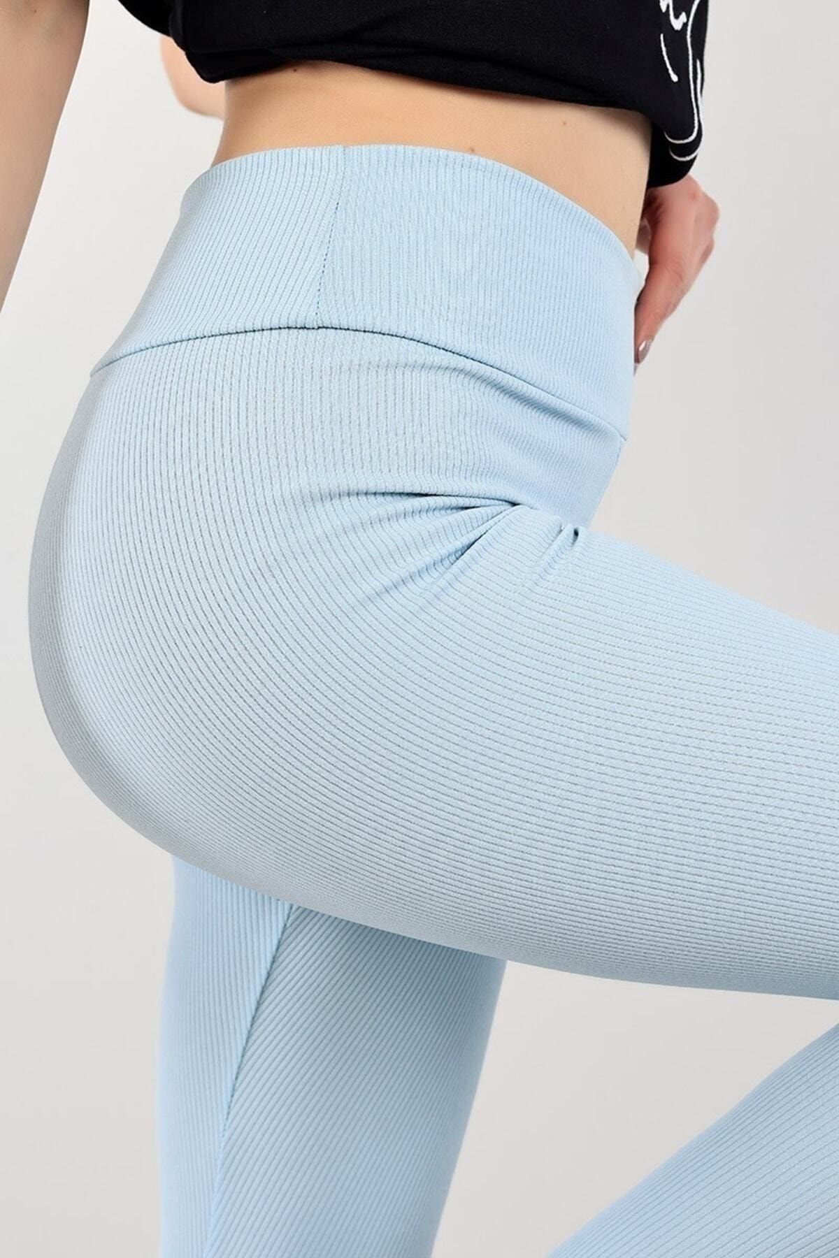  Womens Leggings Plus Size Blue Leggings Ribbed Tights