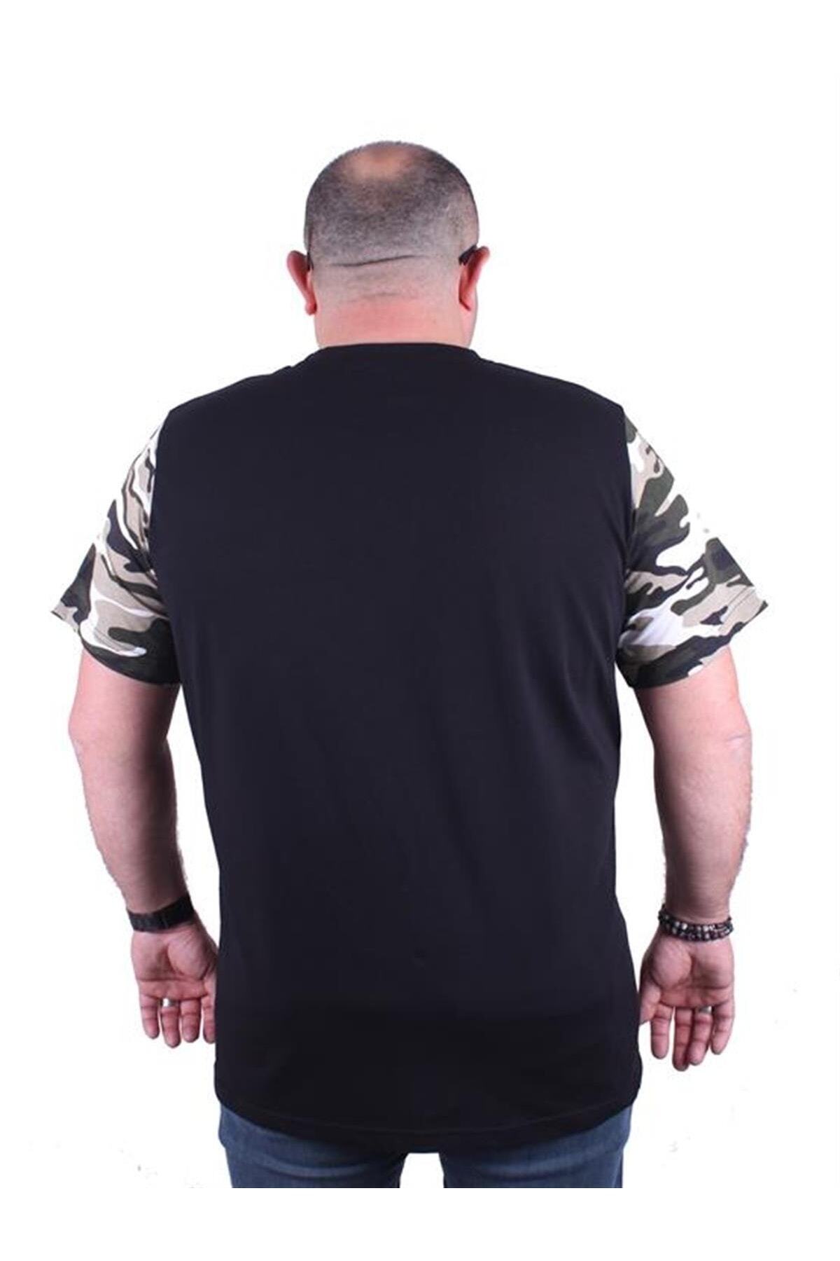 تی شرت مردانه استتار سایز بزرگ 23145 خاکی