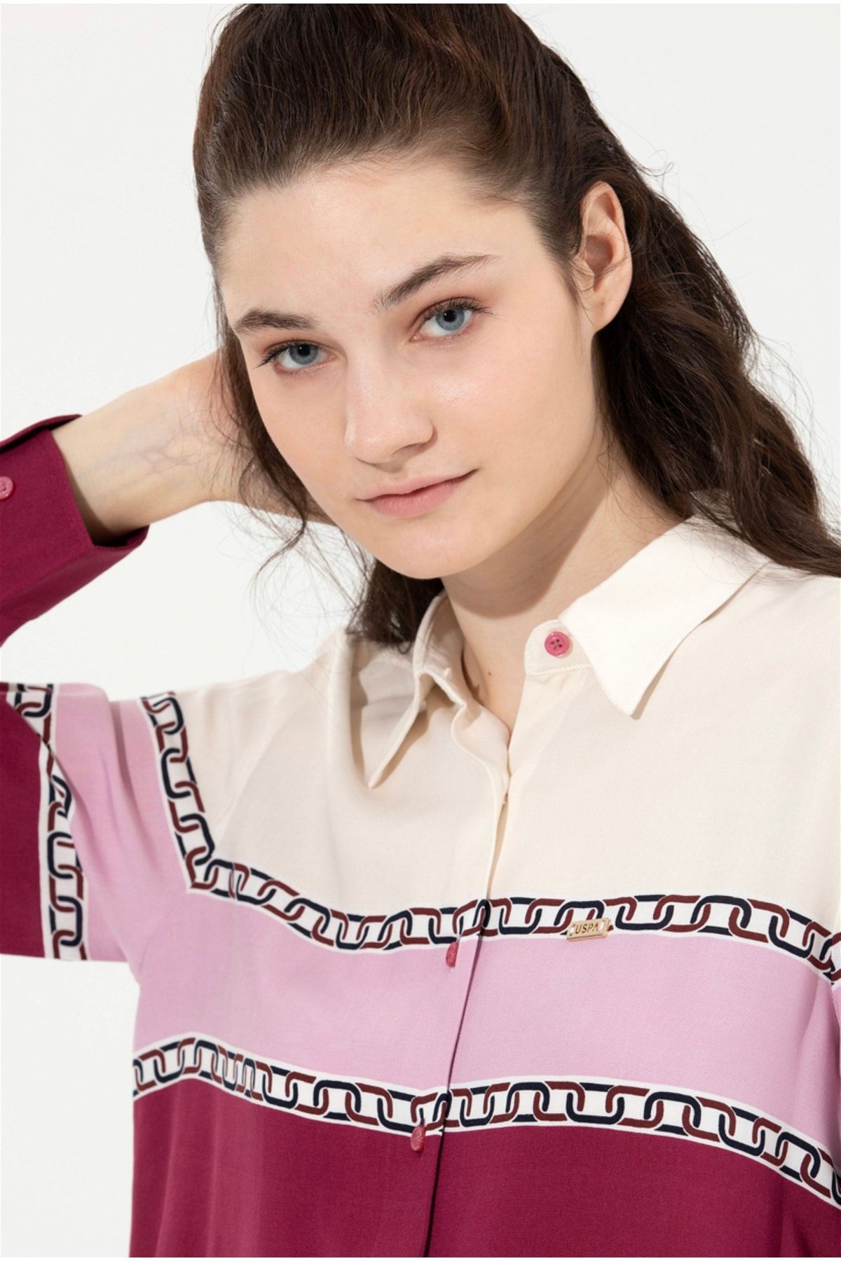 U S Polo Assn Women S Dark Pink Shirt Long Sleeve Trendyol