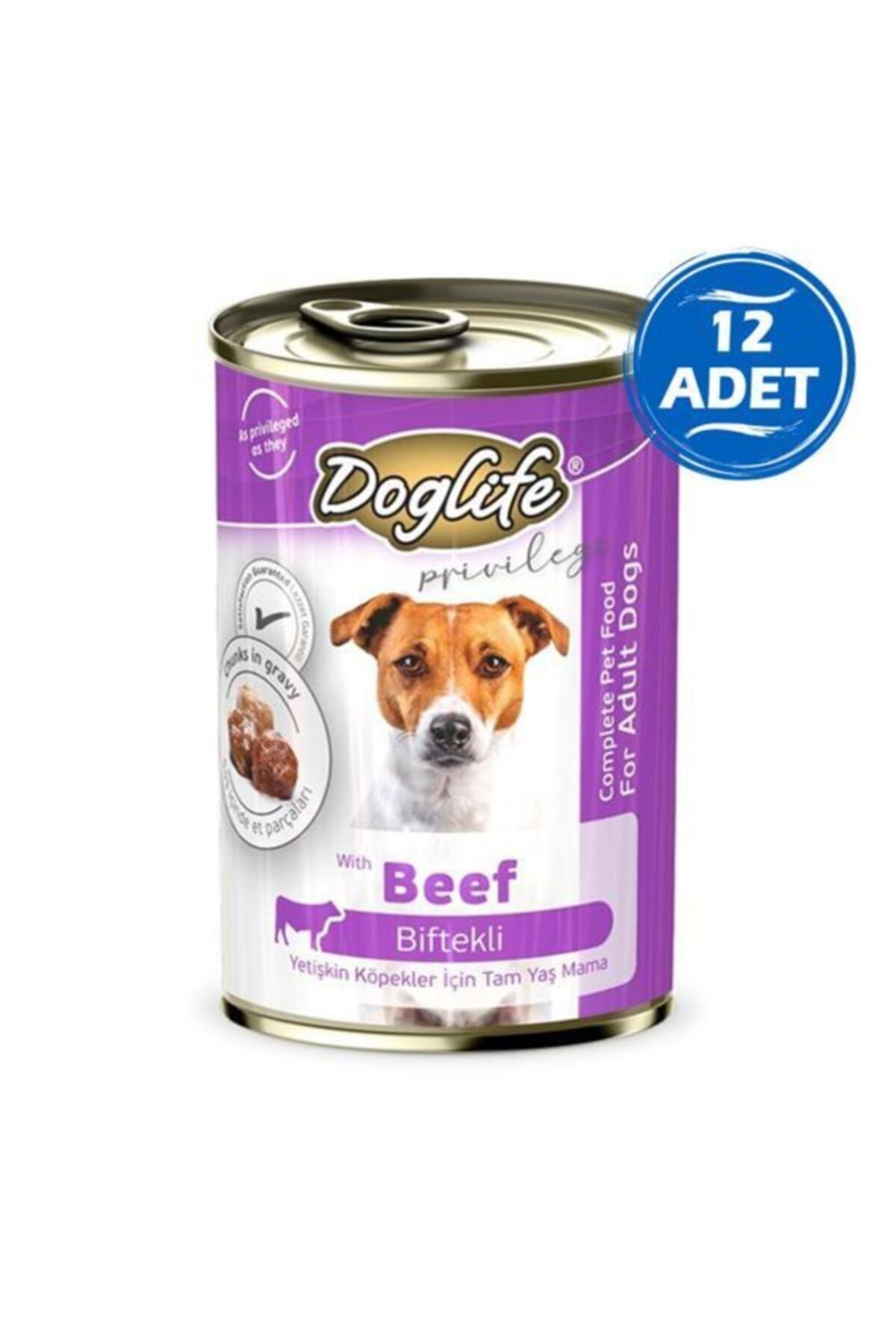 Doglife Biftekli Yetişkin Köpek Konservesi 400gr 12 Adet
