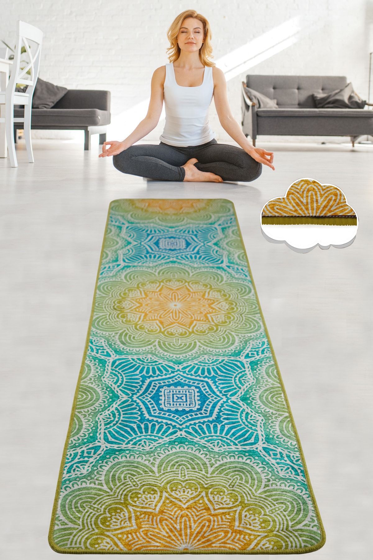 Chilai Home POZITIF 60X200 cm Yoga,Spor,Fitness,Pilates Halısı Yoga Matı Yıkanabilir Kaymaz