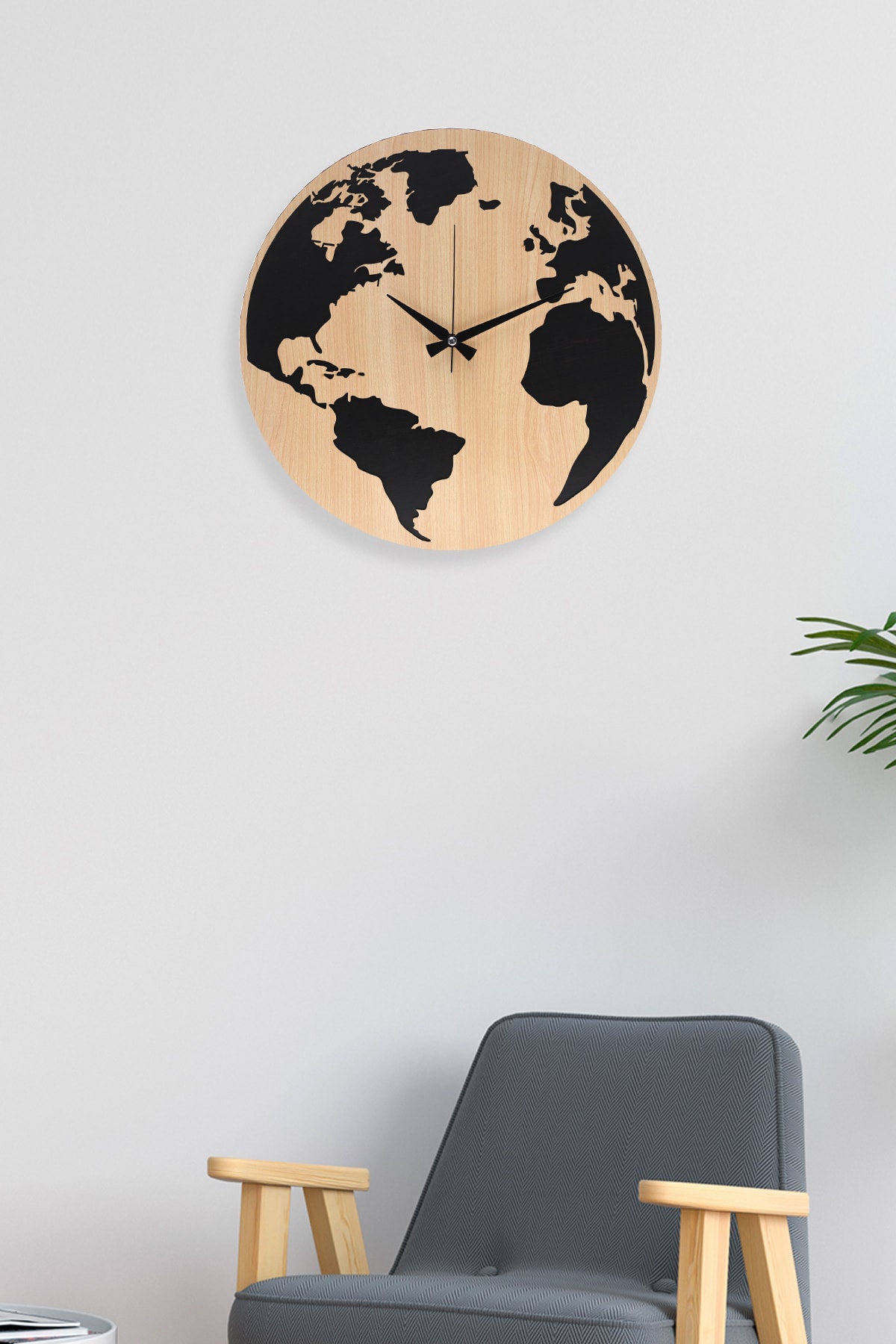 Muyika Design Muyika Geogra Mdf 6mm Dünya Haritalı Duvar Saati 41x41cm