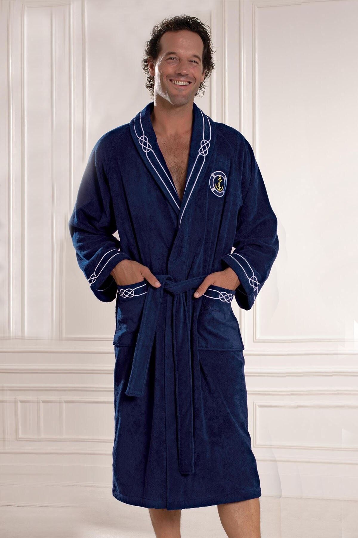 Soft Cotton Marine Şalyaka Bornoz Lacivert L