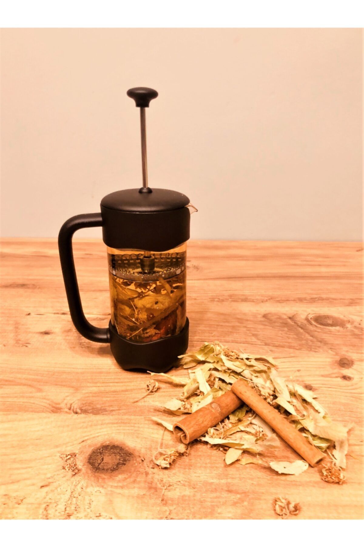 PİNK DESİGN KİTCHEN Bitki Çayı Kahve Demliği Cam French Press 350 ml