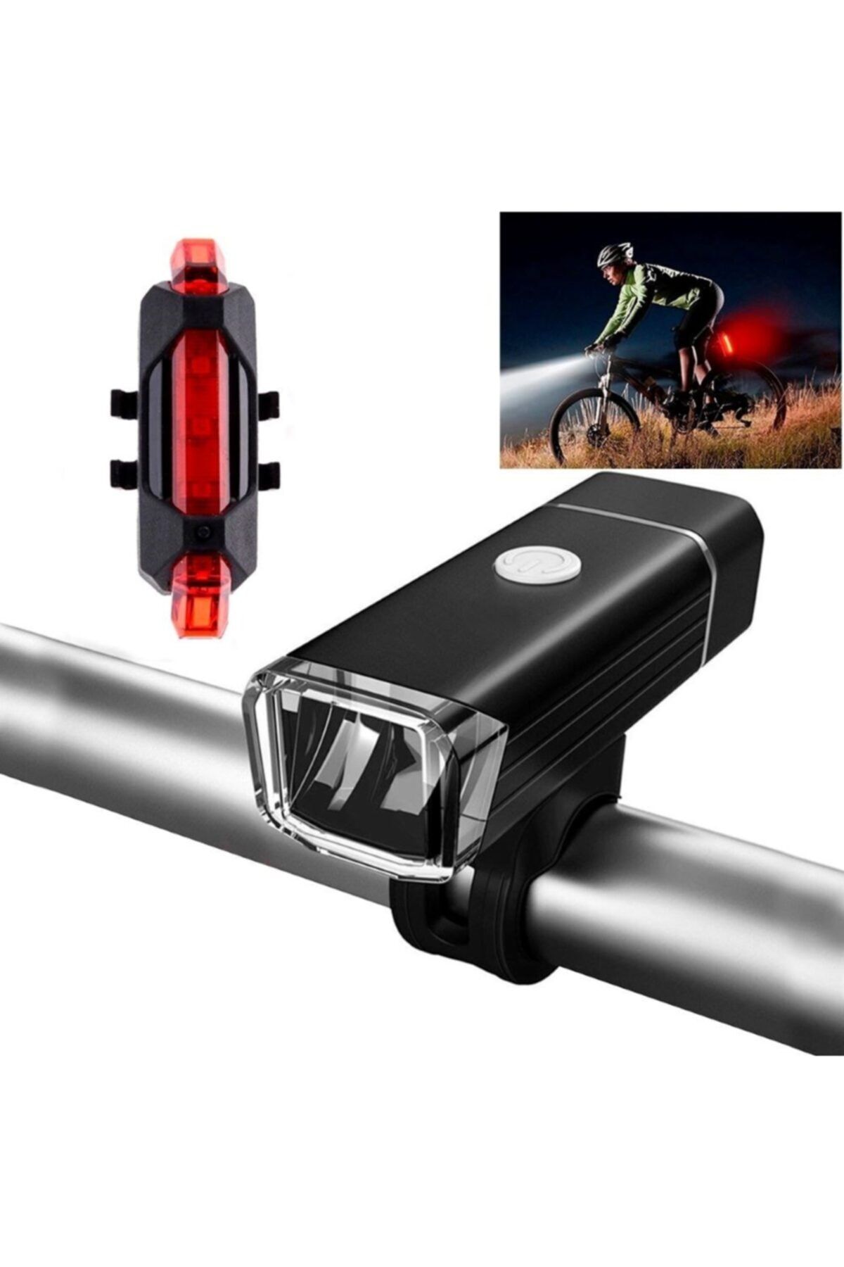 cooltech bisiklet isigi usb sarjli aluminyum su gecirmez led isik el feneri on arka set fiyati yorumlari trendyol