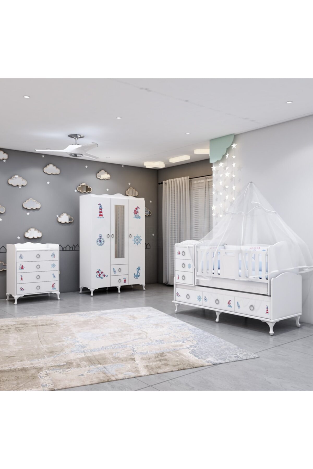 Garaj Home Asansörlü Bebek Odası Takımı - Yatak Ve Uyku Seti Kombinli