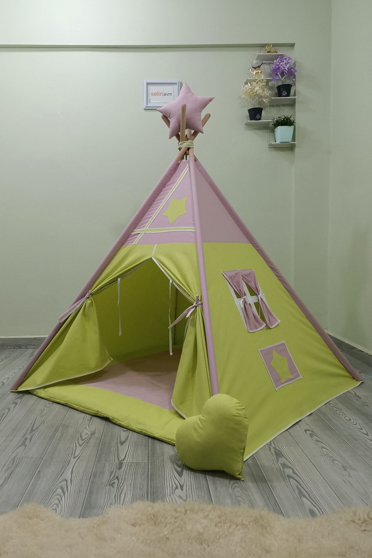 Henna Prime Sabitlenebilir Çocuk Oyun Çadırı Yeşil Lila