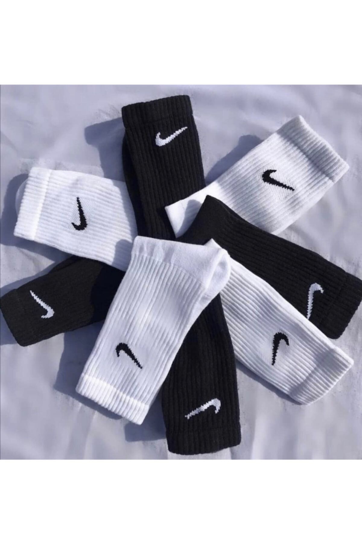 selinaksesuar Unisex 2 Li Siyah-beyaz Spor Çorap
