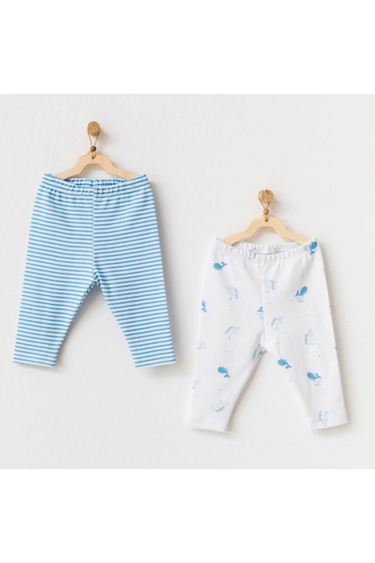 andywawa Unisex Bebek Mavi Pantolon 2 Pcs Pant Cute Whale