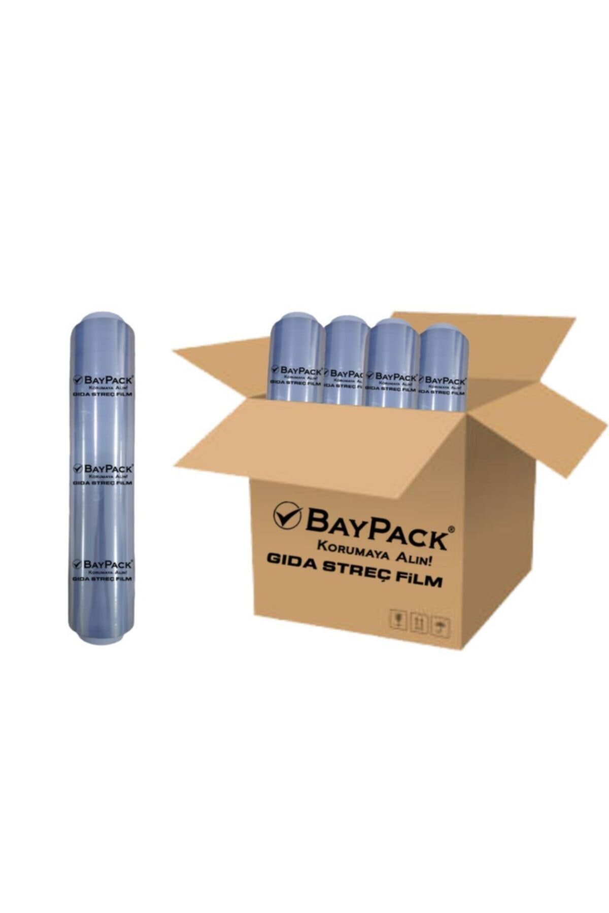 BAYPACK Polietilen Gıda Streç Film Şeffaf 30 Cm 8 Mikron 300 Mt (20 ADET)