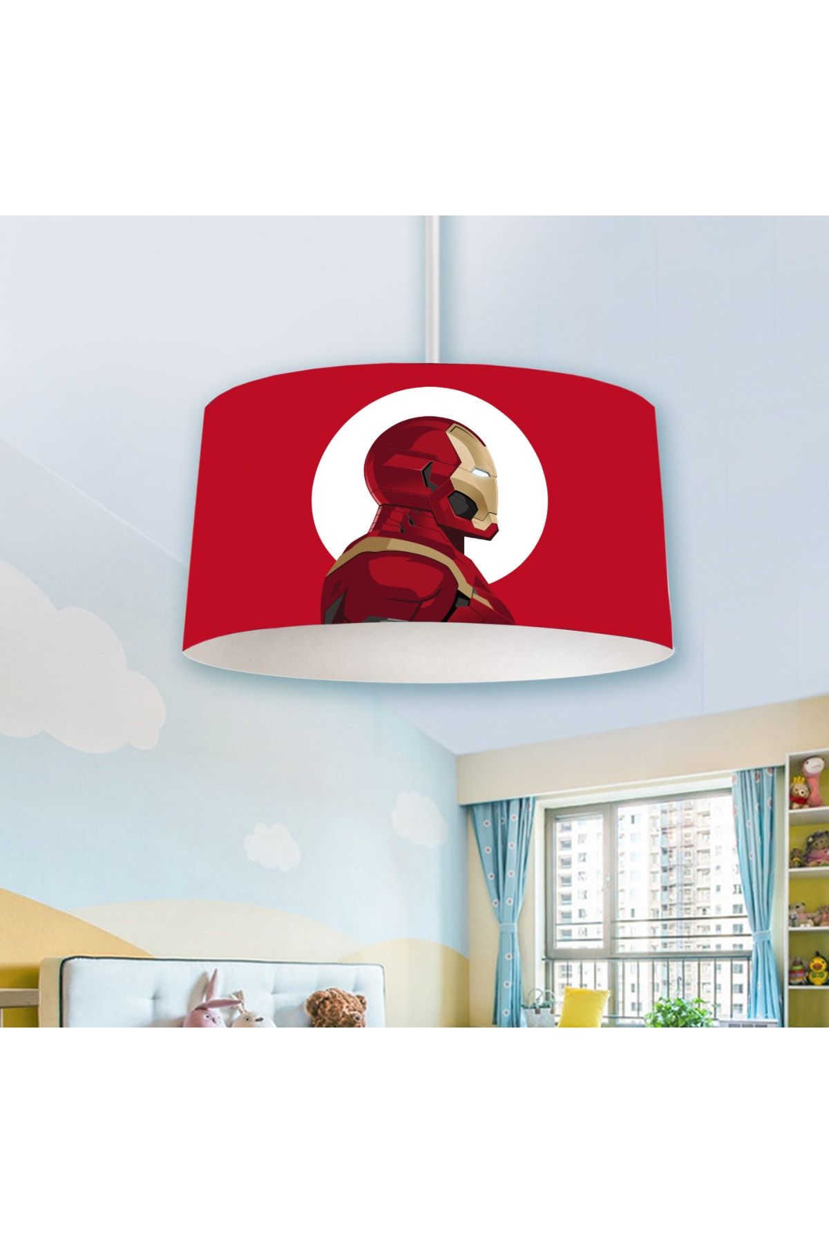 KİPARİS Iron Man 6 Desenli Çocuk Odası Avizesi - 30 cm