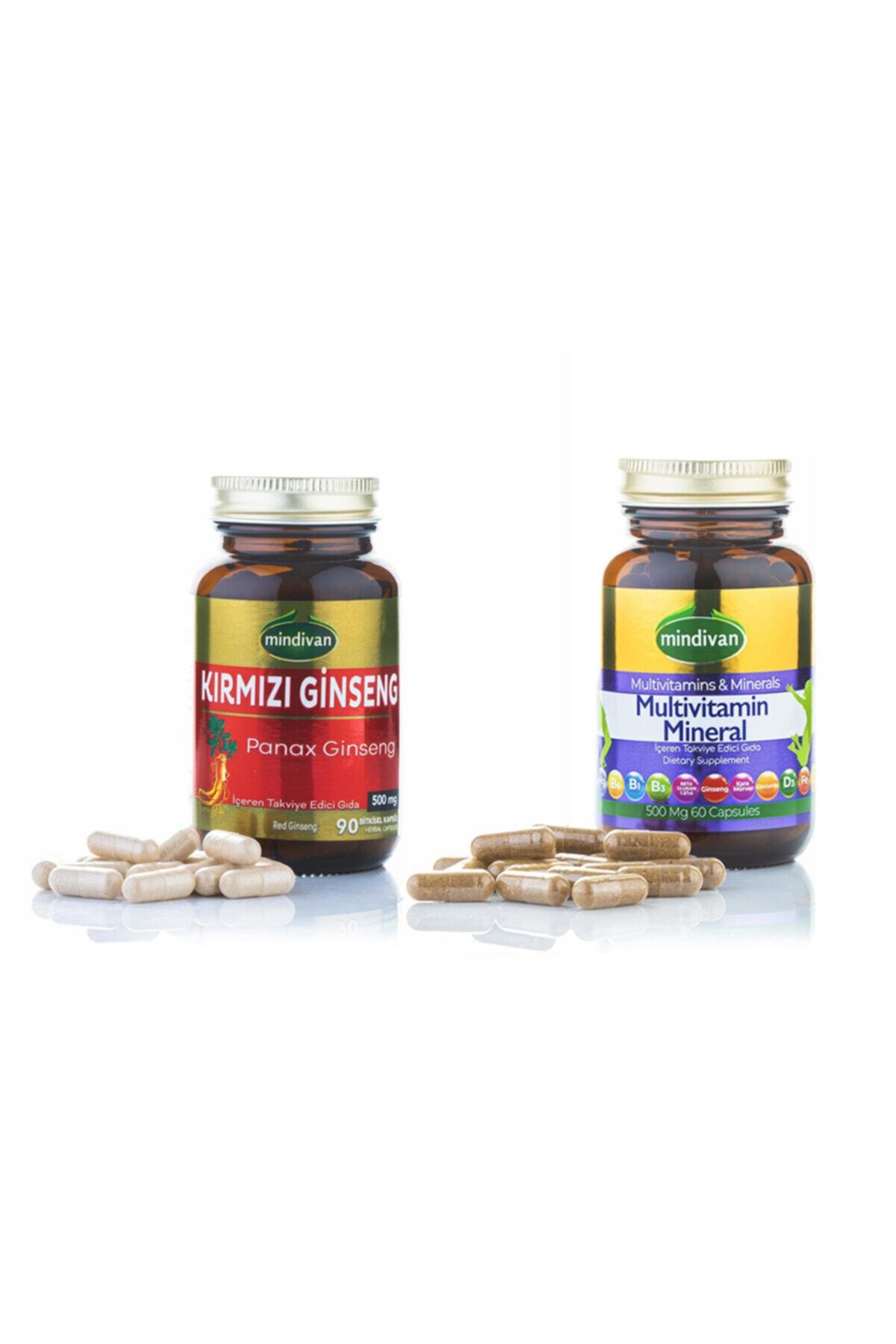 Mindivan Kırmızı Ginseng Extractı Ve Multivitamin Mineral Kapsül Seti