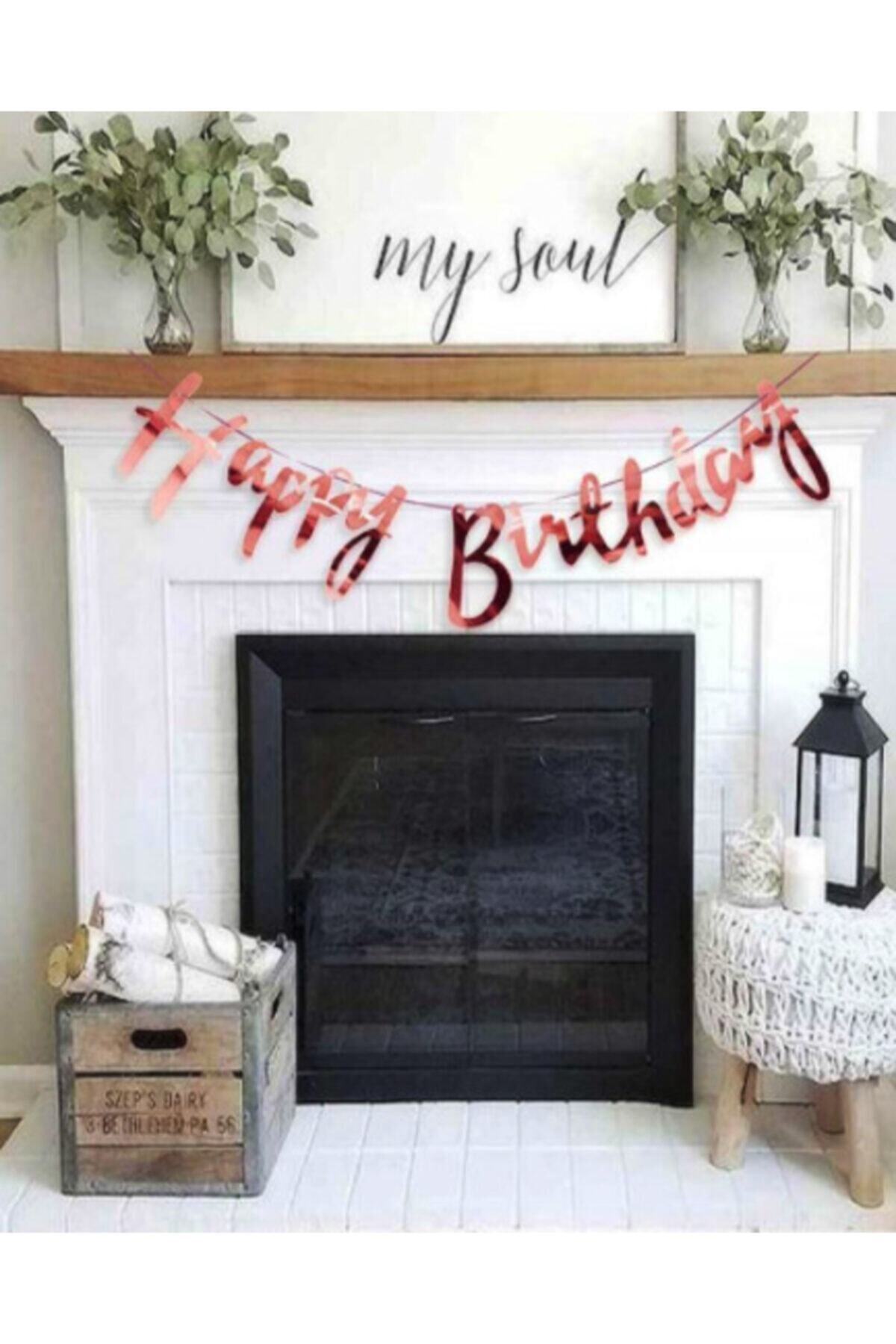 TATLI GÜNLER Happy Bırthday Parlak Rose Gold Banner Süs (2 Metre)