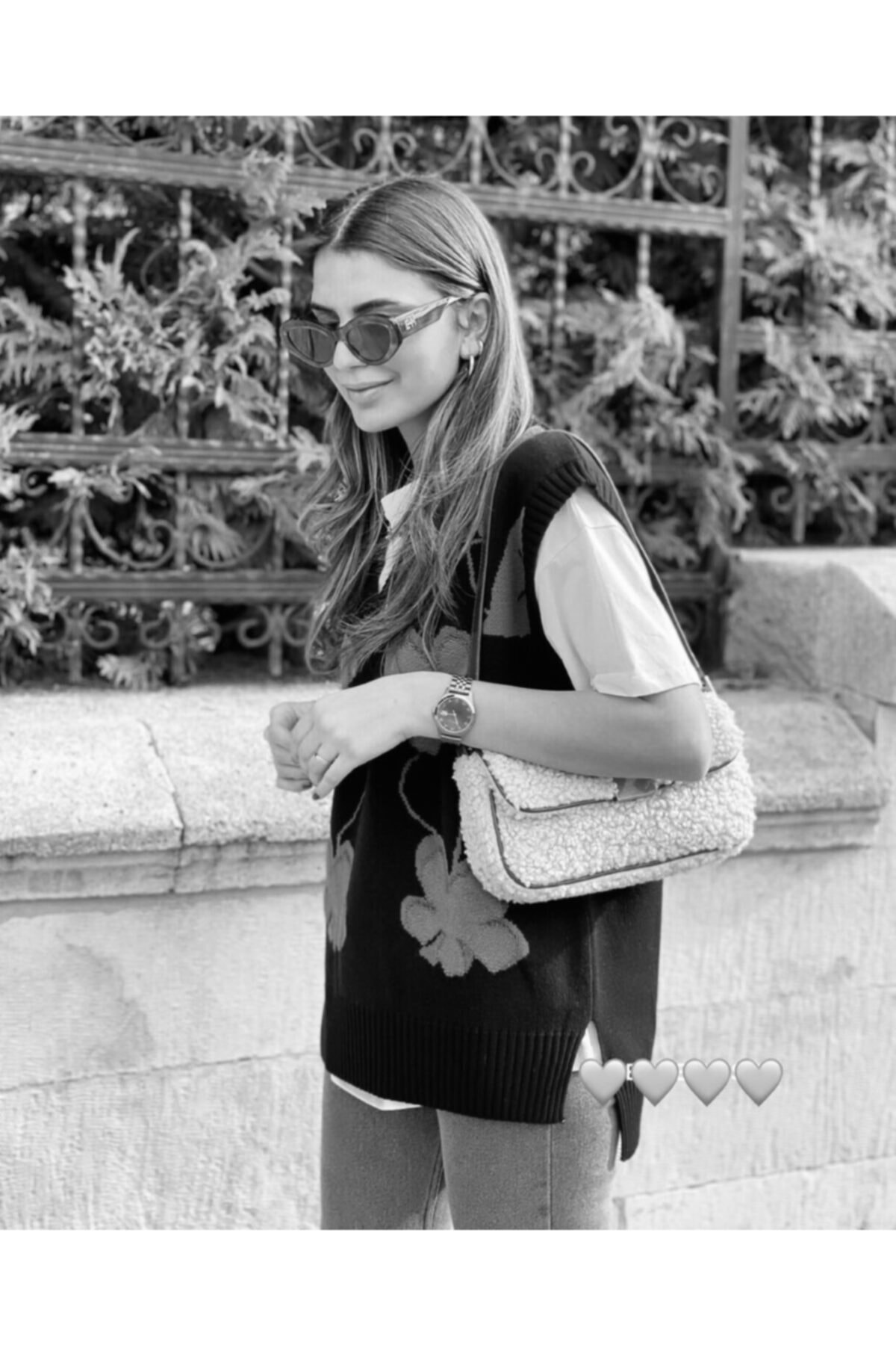 ŞEYMACA Mint Yeşili Lila,beyaz Çiçekli V Yaka Triko Süveter