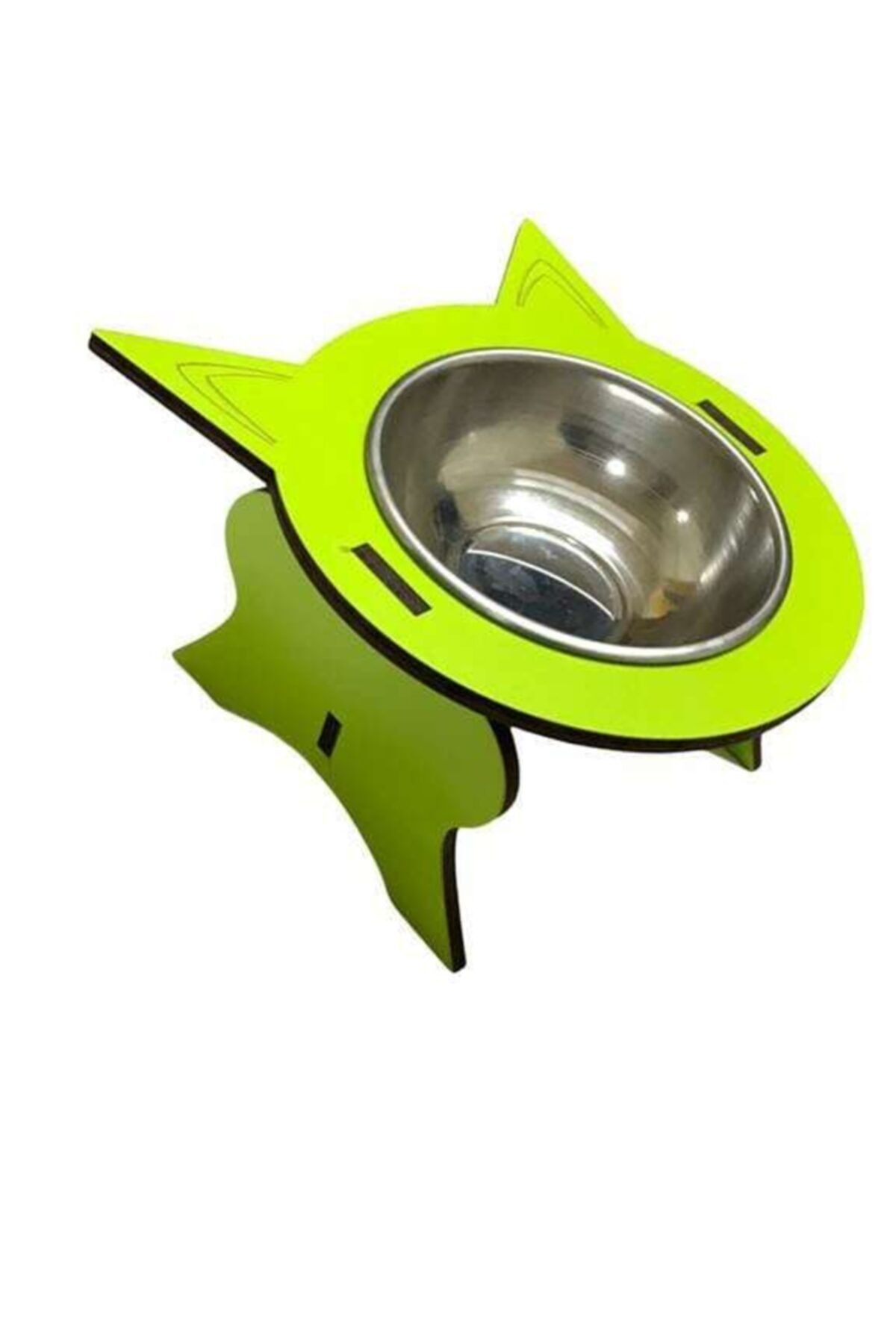 BEST TASARIM ATÖLYESİ Kedi Tekli Mama Kabı 6mm Mdf (yeşil)