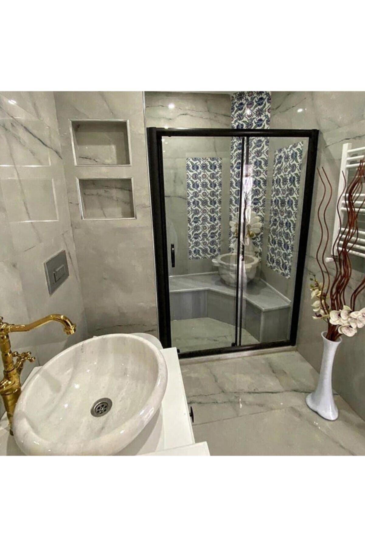 ÖZELDUS Özelduş 110*140 Cm 5 Mm 1 Sabit 1 Kayar Siyah Profil Düz Cam