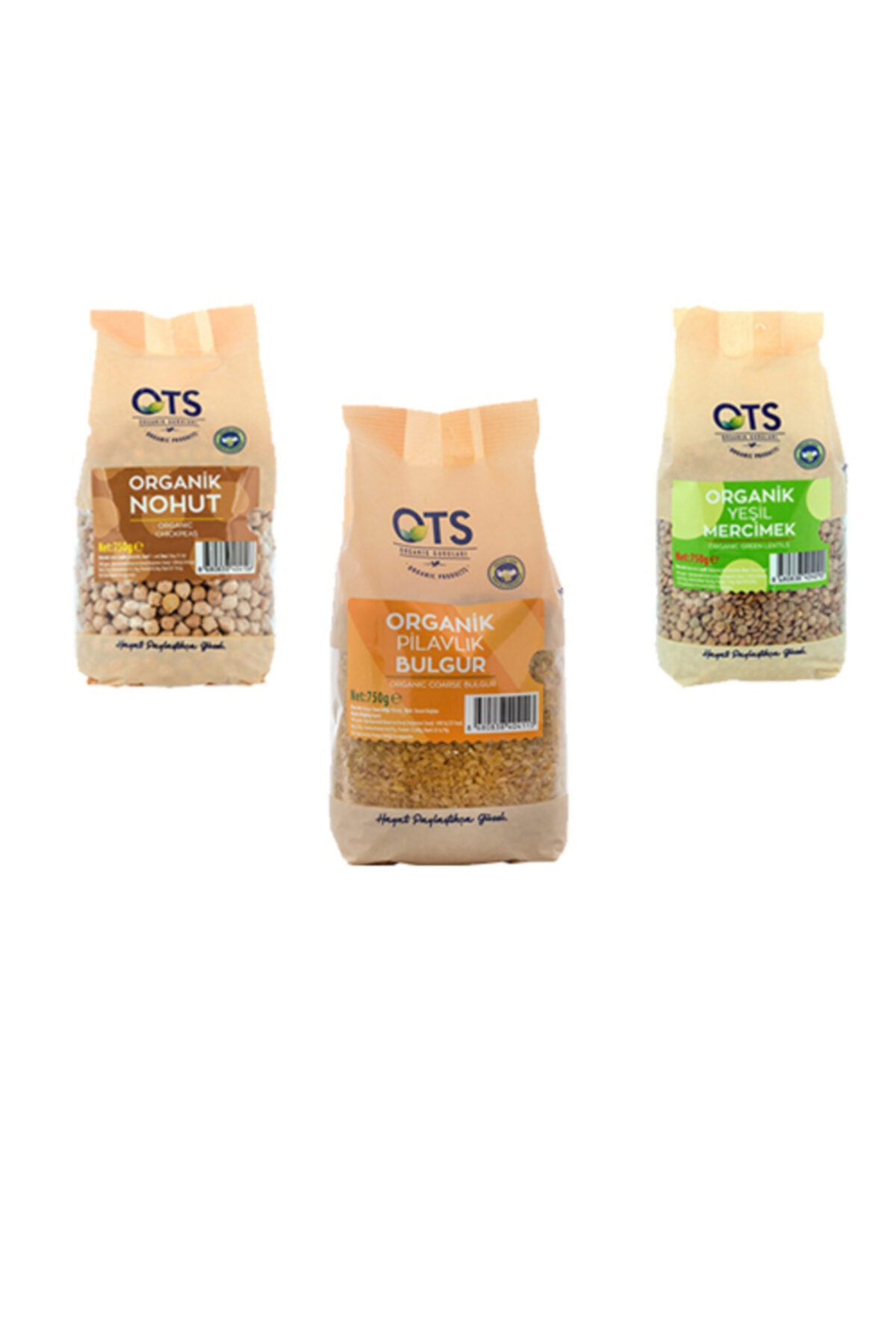 OTS Organik Yeşil Mercimek 750 Gr / Organik Pilavlık Bulgur 750 Gr / Organik Nohut 750 Gr