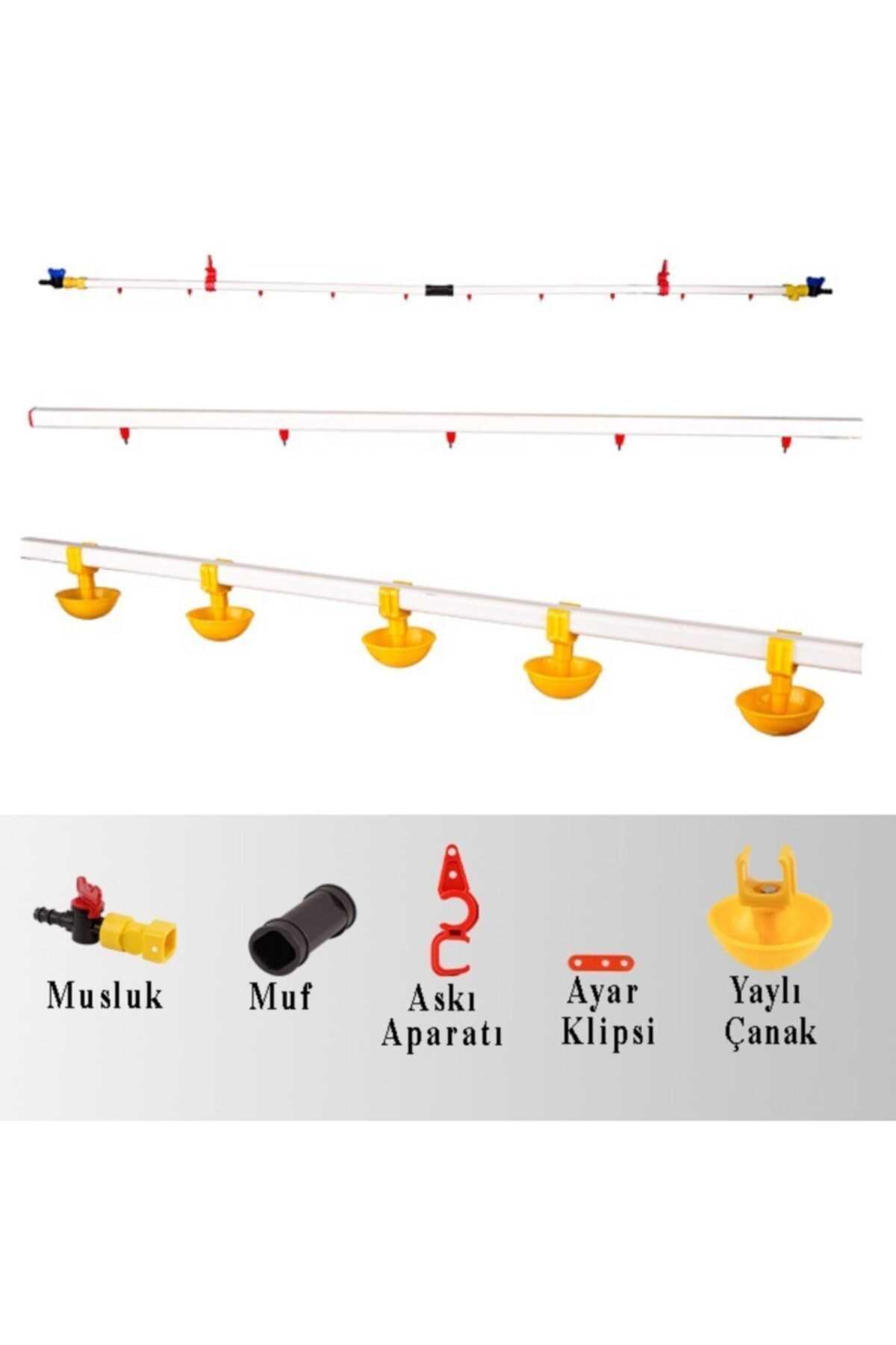 mutlu tavukçuluk Nipel Suluk Sistemi 30 Metre Hat Yaylı Çanaklı
