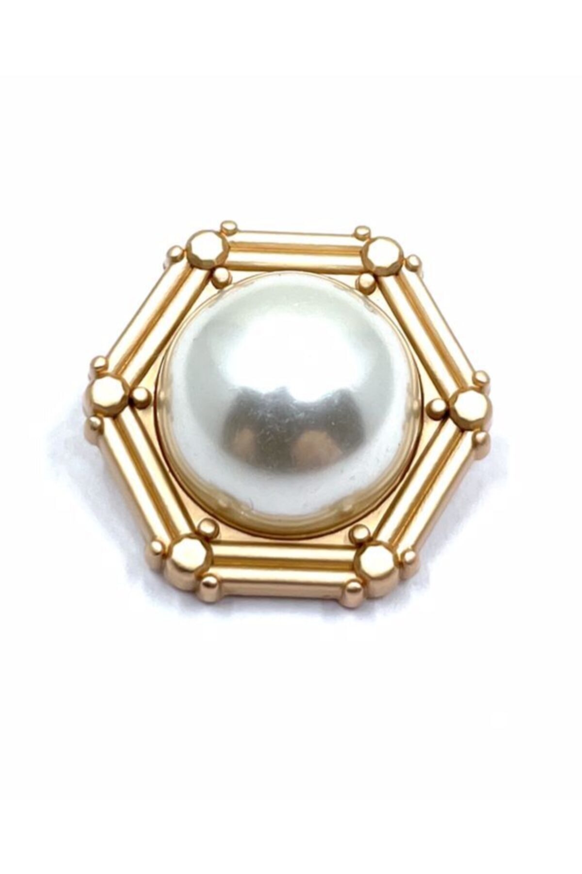 Düğmebul by ORG Metal Incili Mat Gold Kadın Düğme,ceket,palto Düğmesi,10'li Paket 40 Boy 25mm
