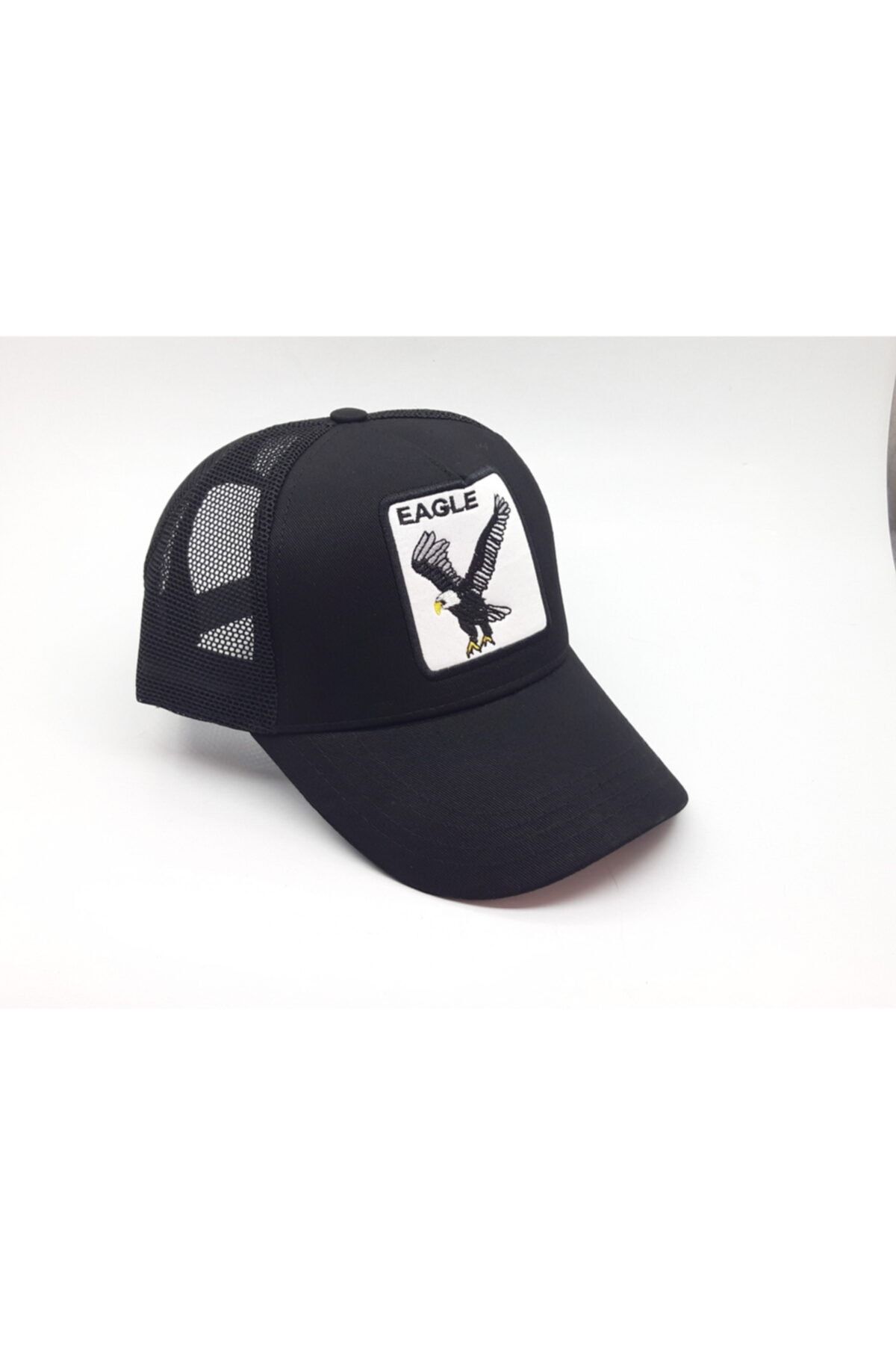 Trendyıldızı Unisex Siyah Eagle Kartal Desenli Fileli Şapka