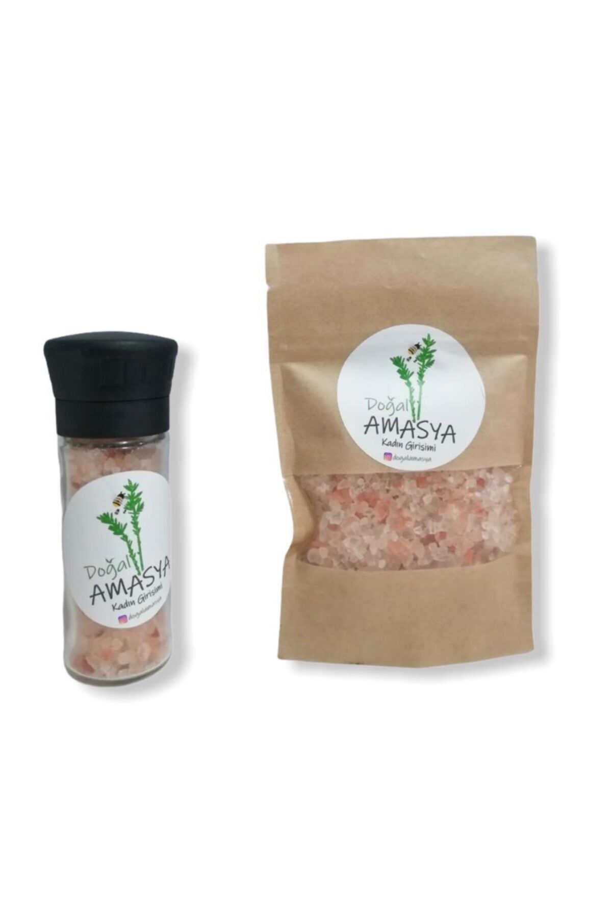 Doğal Amasya Himalaya Kaya Tuzu 500 gr Ve Seramik Bıçaklı Değirmen Himalaya Tuzu 110 gr