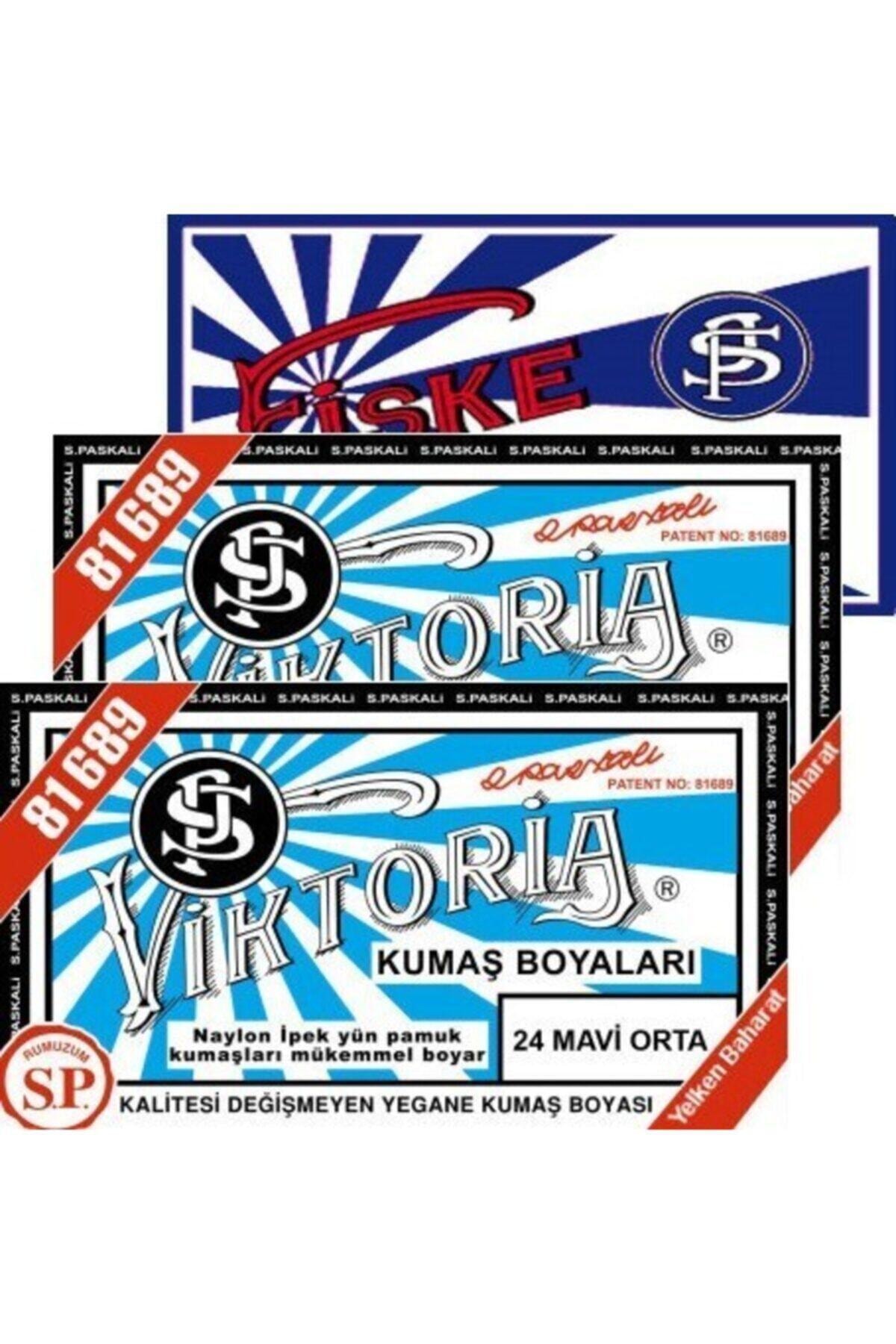 Viktoria Kumaş Boyası Orta Mavi 2pk + Fiske Sabitleme 1pk