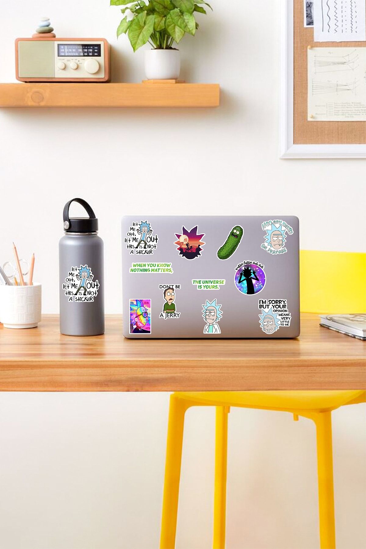 AR Sticker Ricky And Morty Temalı Laptop Notebook Tablet Sticker Set 4