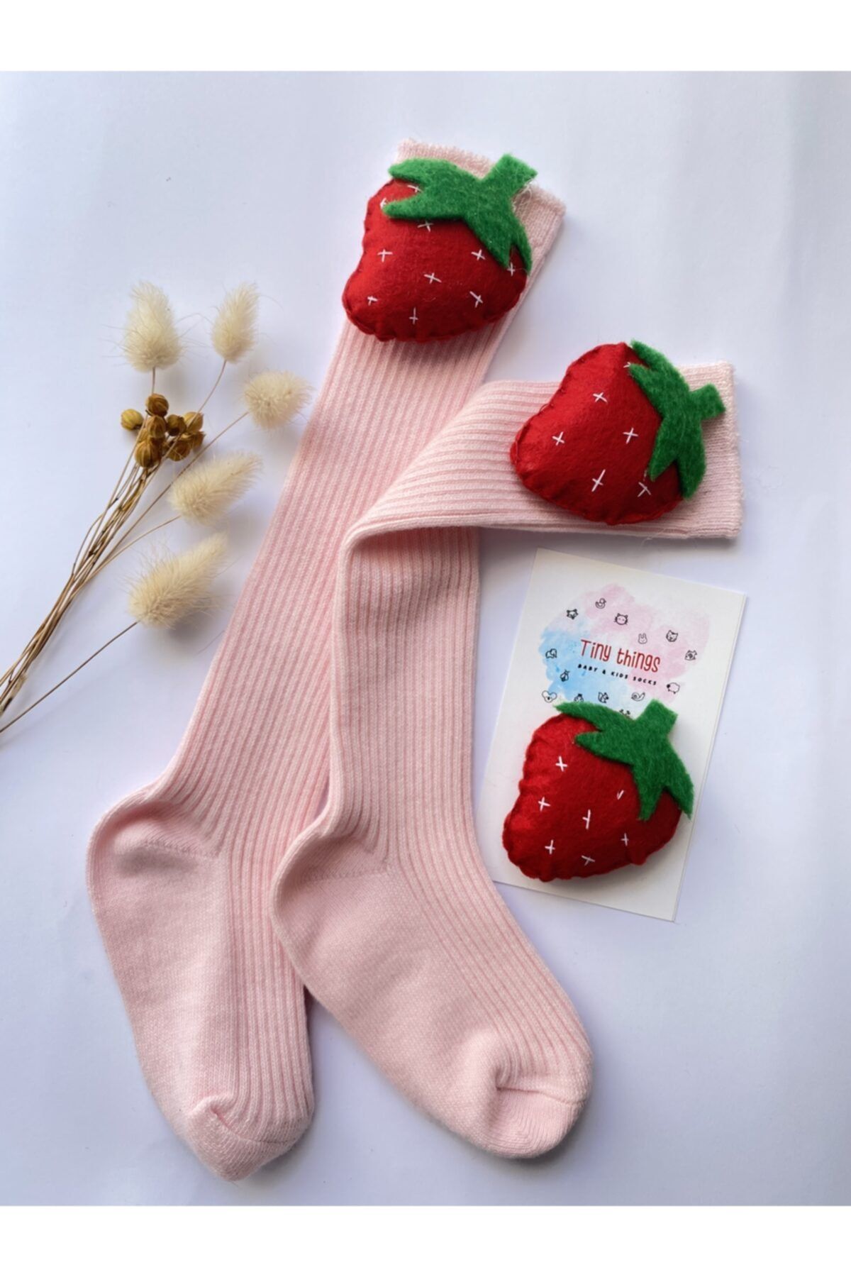 tinythings cocuk bebek cilek desenli pembe dizalti corap fiyati yorumlari trendyol