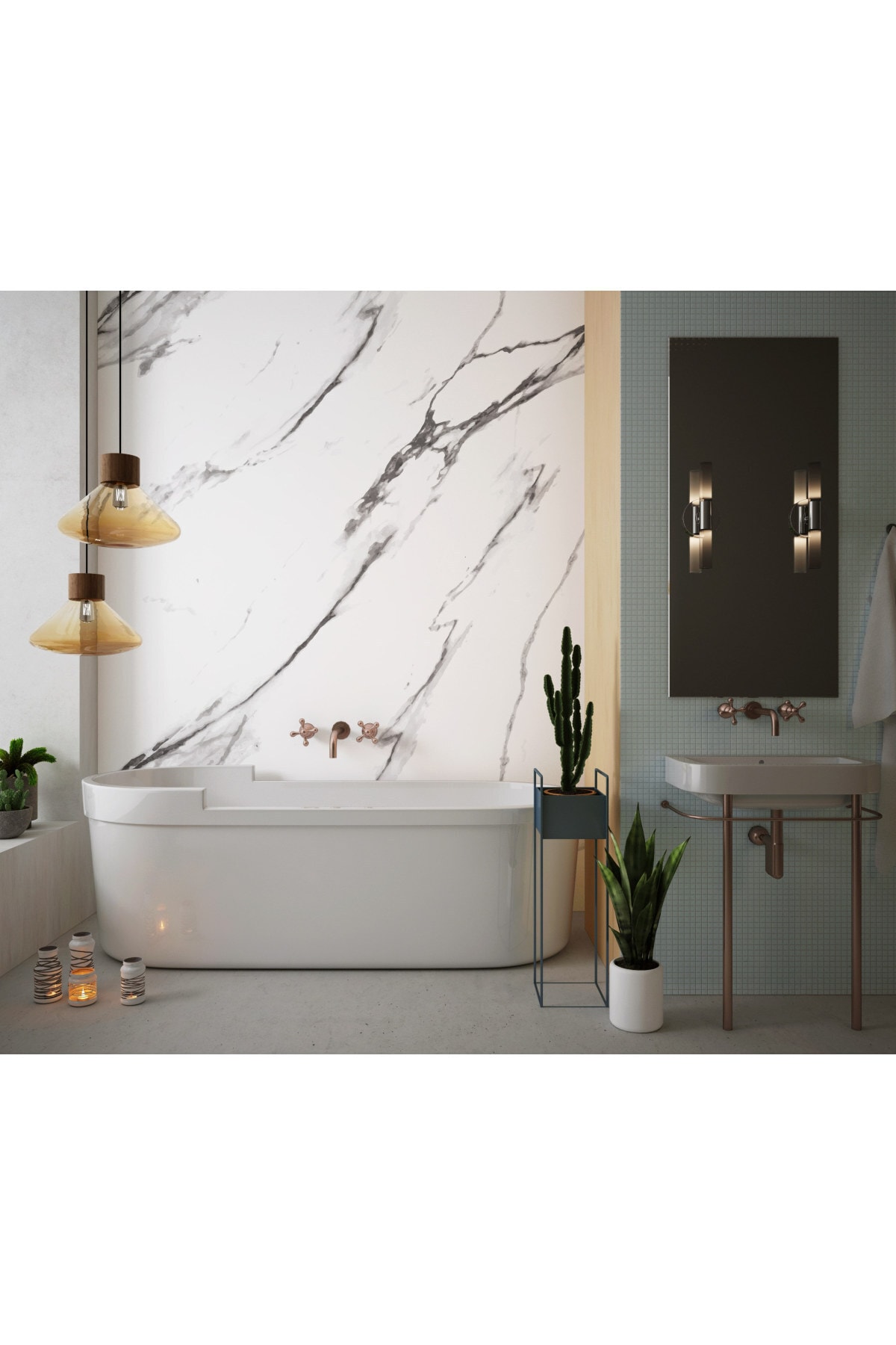Kolhis 60cmx300cm Premium Suya Dayanıklı Banyo Duvar-zemin Kaplama Yapışkanlı Folyo