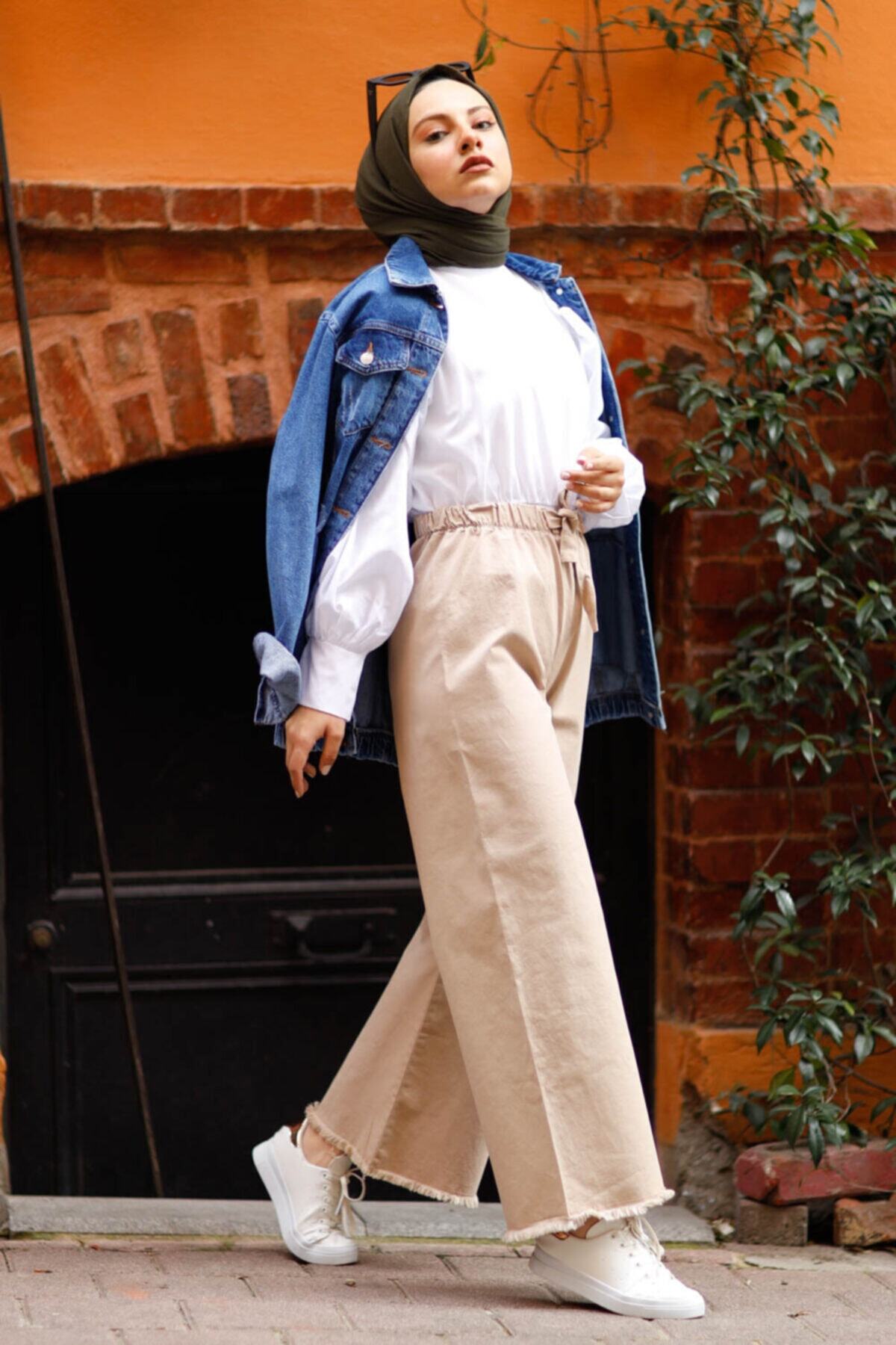 benguen Kadın Bej Paçasi Püsküllü Pantolon