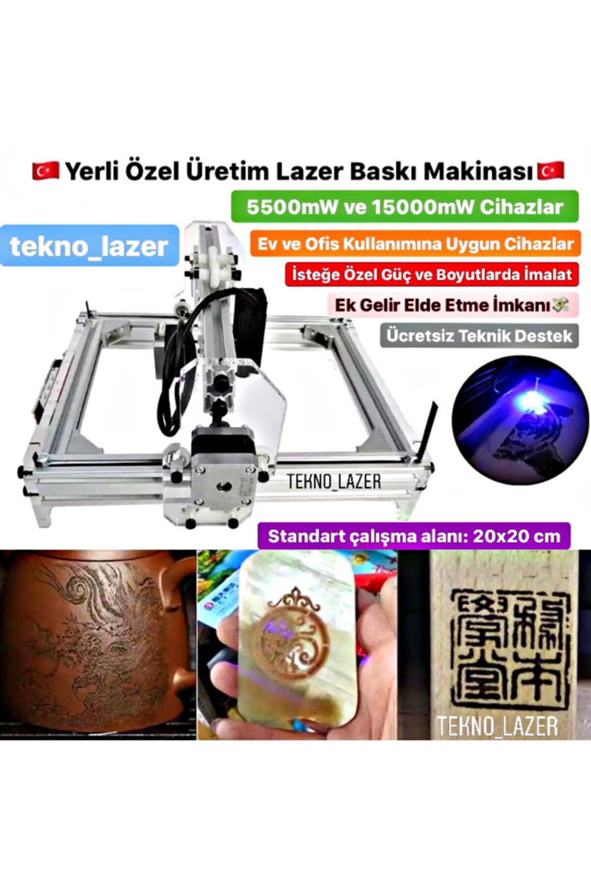 TEKNO LAZER 55w Lazer Baskı Makinesi (20X20 CM)