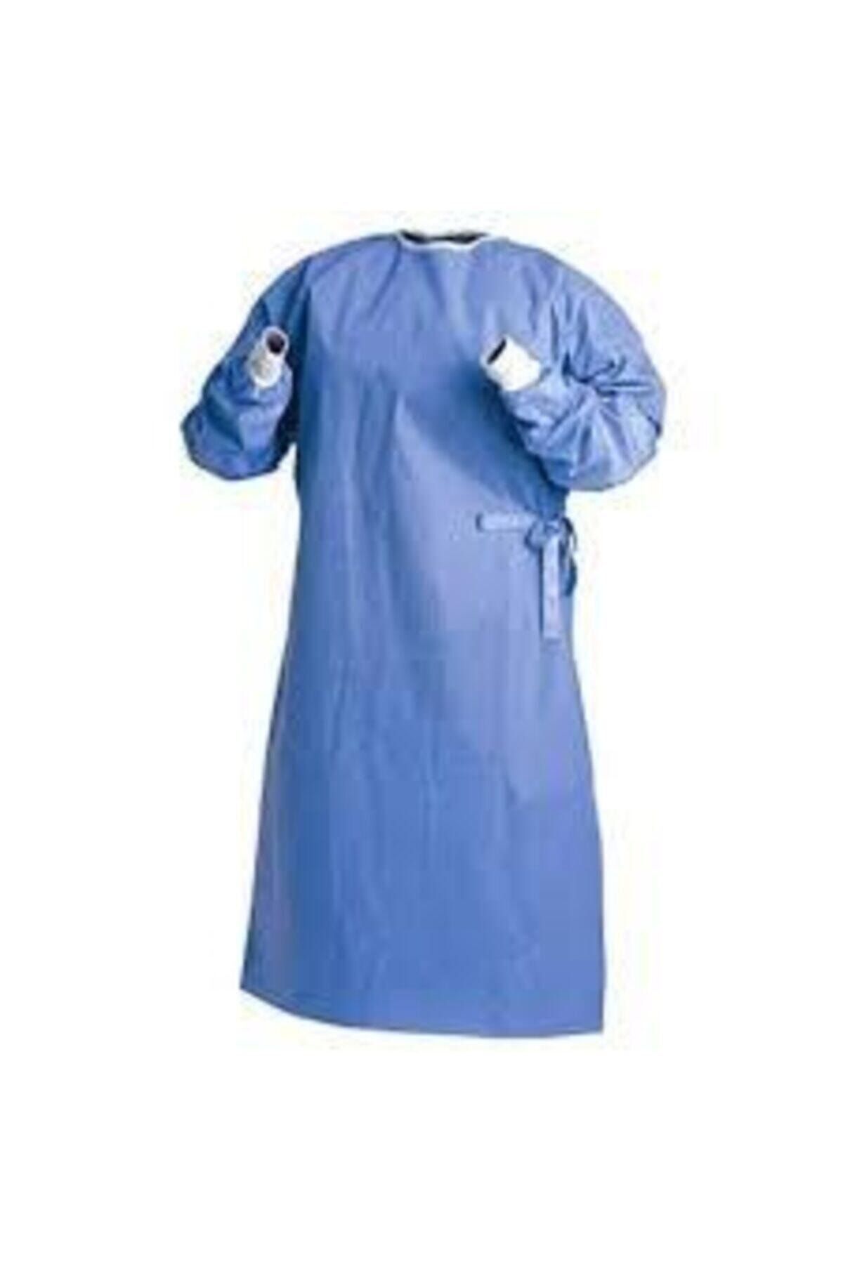 TAŞTEKİN İŞ ELBİSELERİ Unisex Tek Kullanımlık Uzun Kollu Mavi Cerrahi Önlük 40 Gram