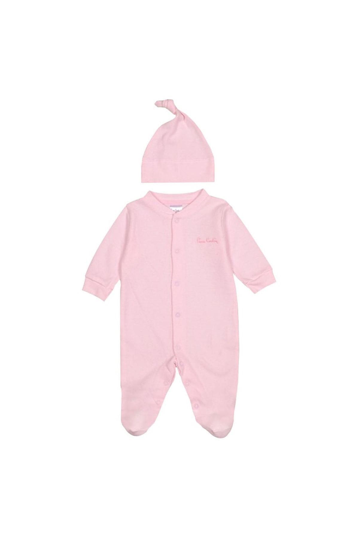 Pierre Cardin Lisanslı Bereli Sade Pembe Kız Bebek Tulum