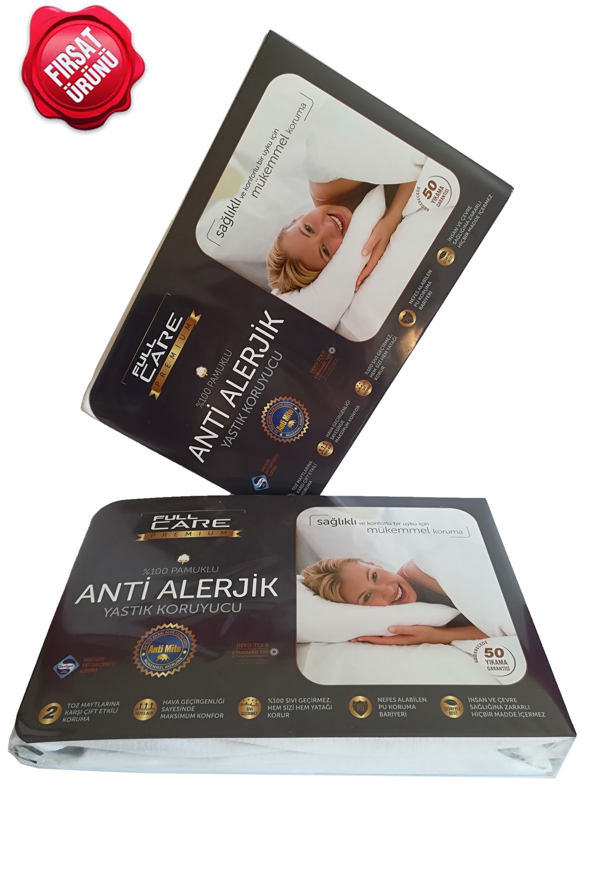 FullCare 2'li Ekonomik Set - Yastık Koruyucu Kılıf - Premium %100 Pamuklu, Anti-alerjik, Anti-bakteriyel