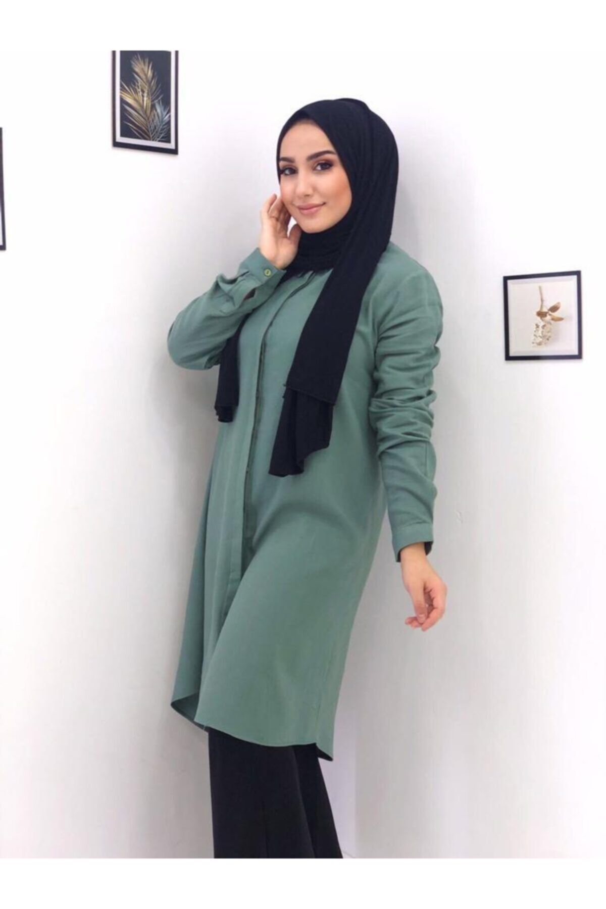 RİKAMODA Mint Yeşili Gömlek Tunik