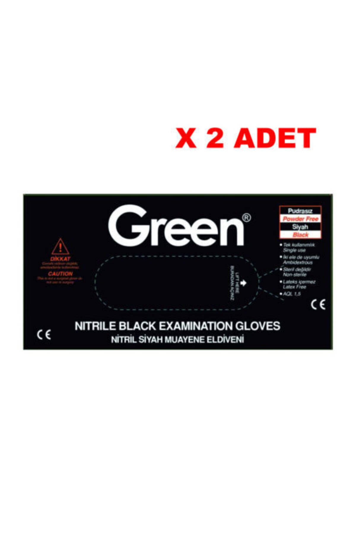 Green Nitril Siyah Pudrasız S Beden Muayene Eldiveni - Temizlik Eldiveni - (2 Kutu / 2 X 100 Adet)