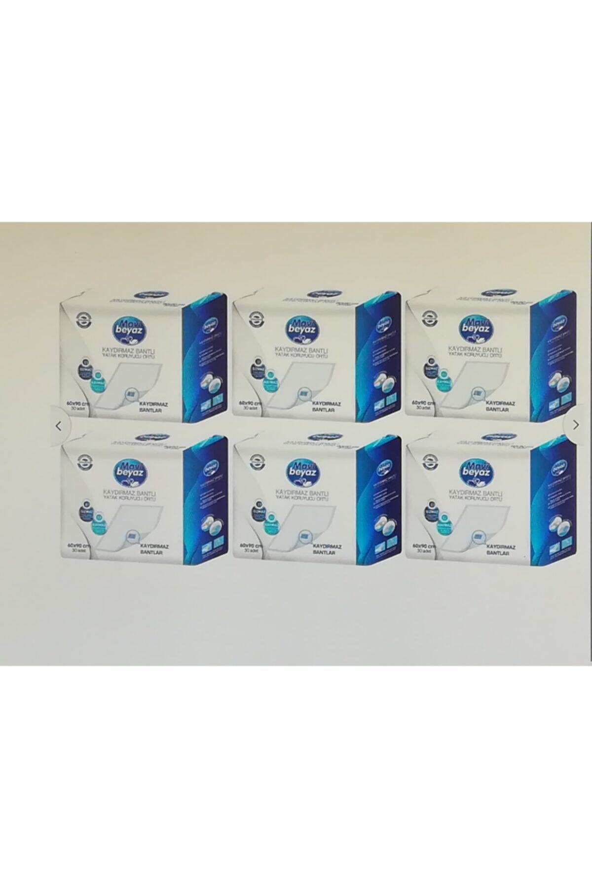 Mavi beyaz Markalı Kaydırmaz Yatak Koruyucu Örtü 60x90 cm 6x30
