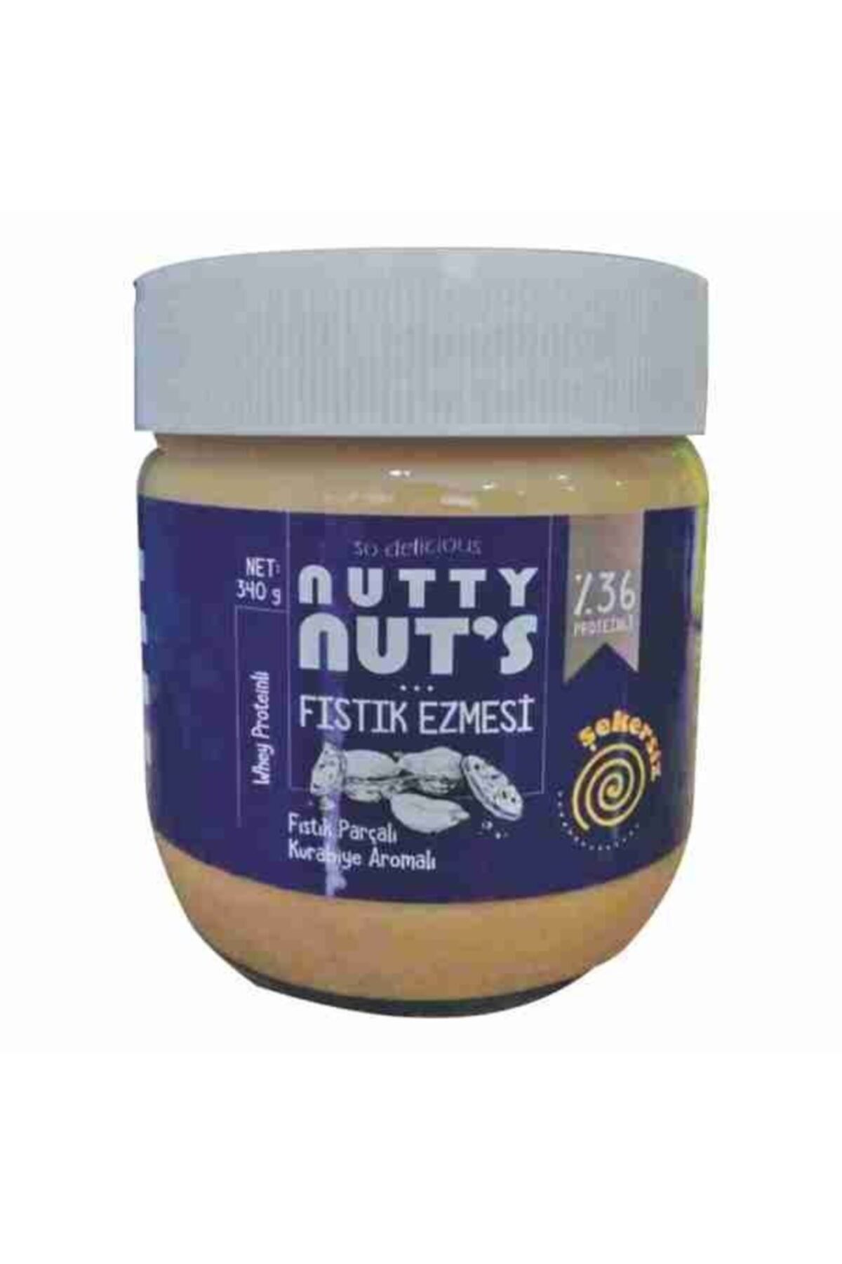NUTTY NUT'S Yer Fıstığı Ezmesi Fıstık Parçalı Kurabiye Aromalı Whey Proteinli %36 340gr