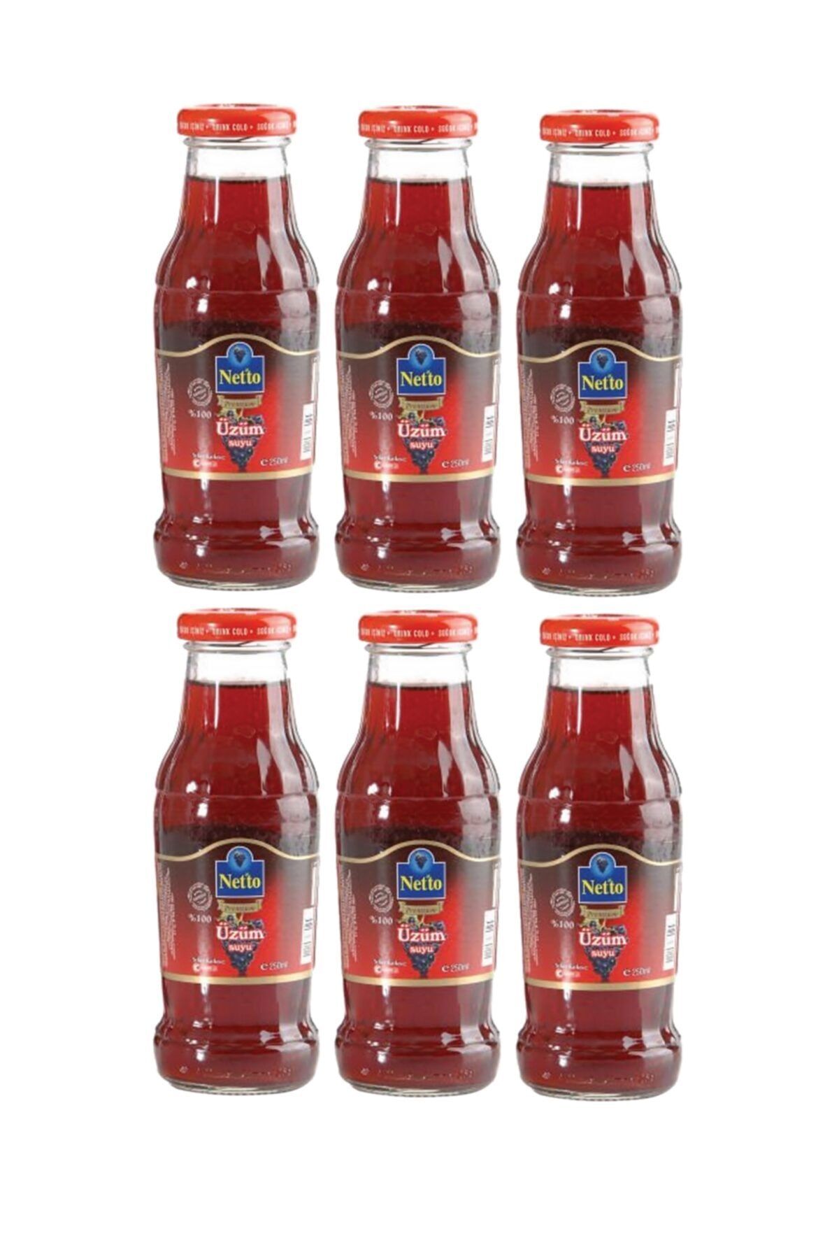 Netto Premium Cam Şişe Üzüm Suyu 250 ml 6'lı Set