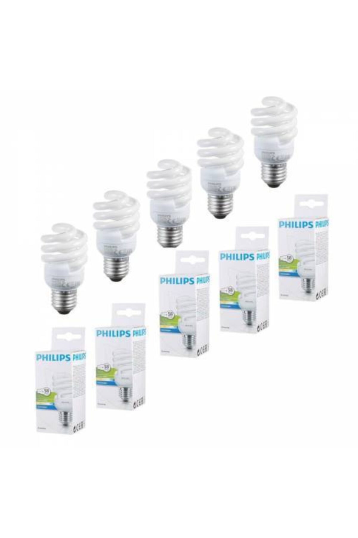 Philips 5 Adet 12w (58w) Tasarruflu Ampul Lamba Beyaz Işık E27 705 Lümen