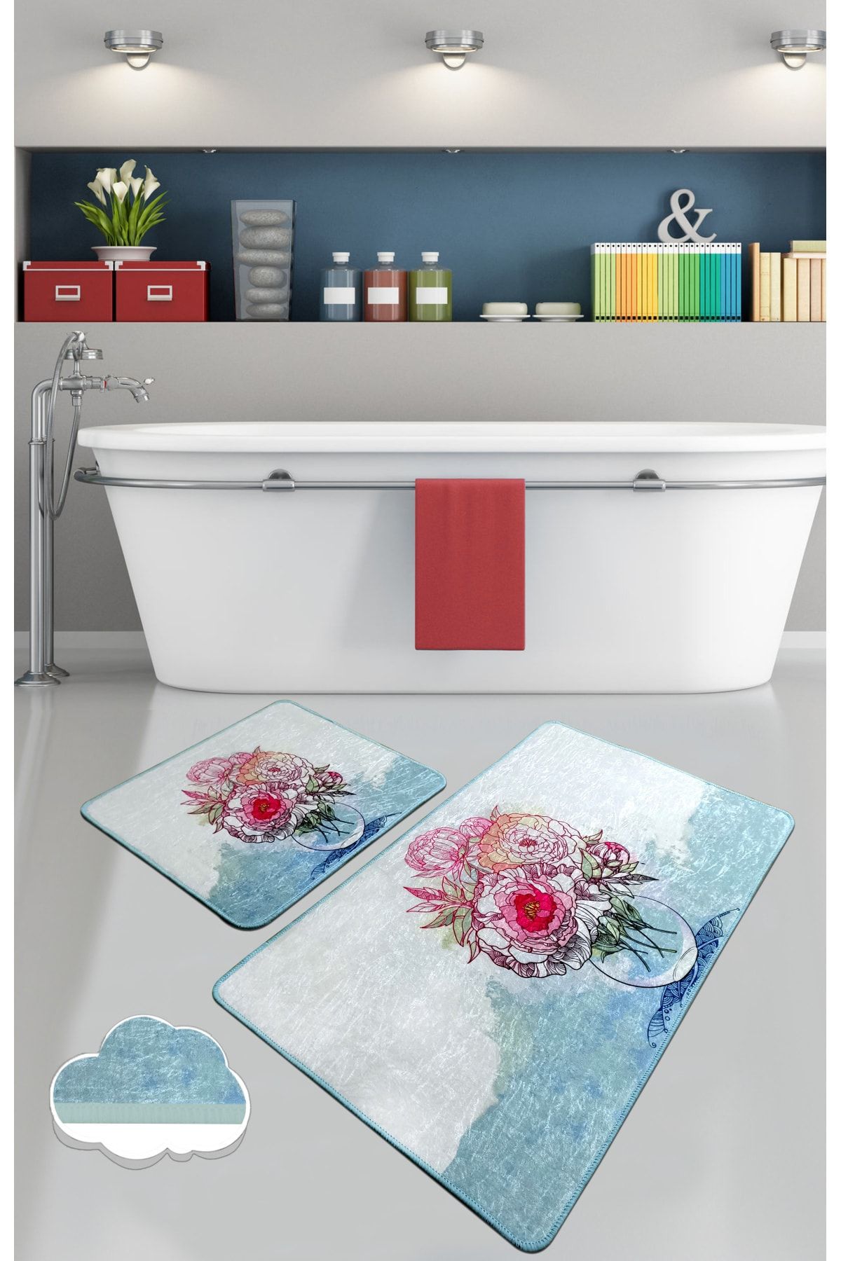 Chilai Home FENNEL 2 Li Set Banyo Halısı Paspas Yıkanabilir Kaymaz Taban Klozet Takımı