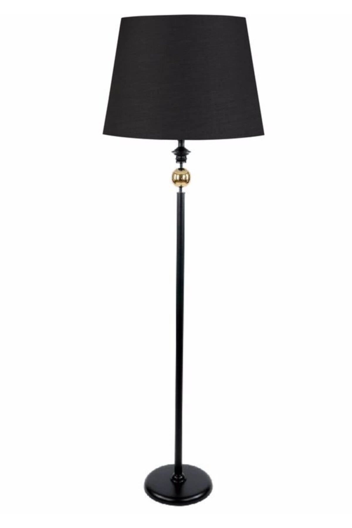 PATİNE Altın Tekli Küre Siyah Metal Ayaklı Lambader Siyah