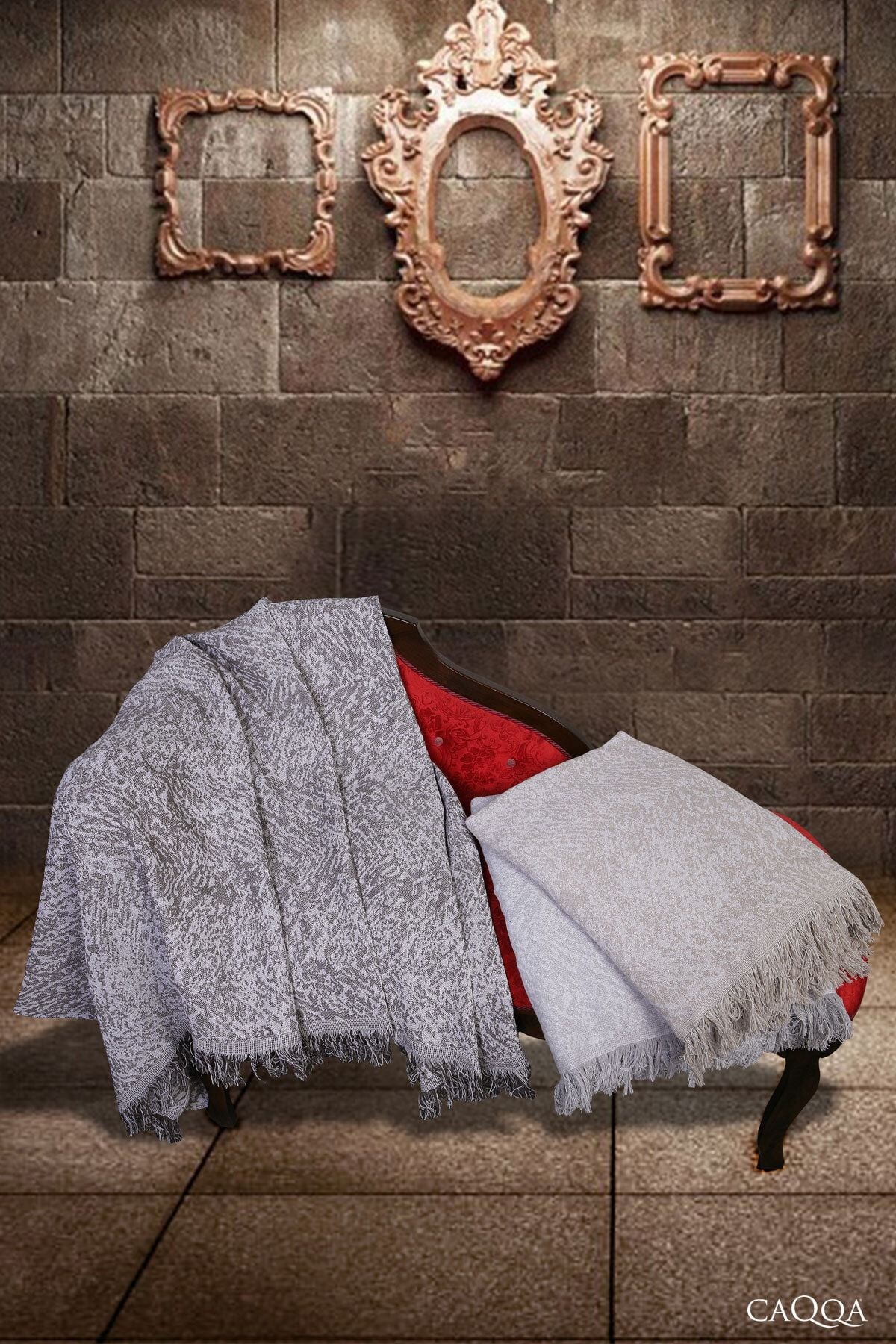 CAQQA %100 Pamuk Jakarlı Dokuma Kollarını Örten 170 X 220 Cm Koltuk Çek Yat Örtüsü