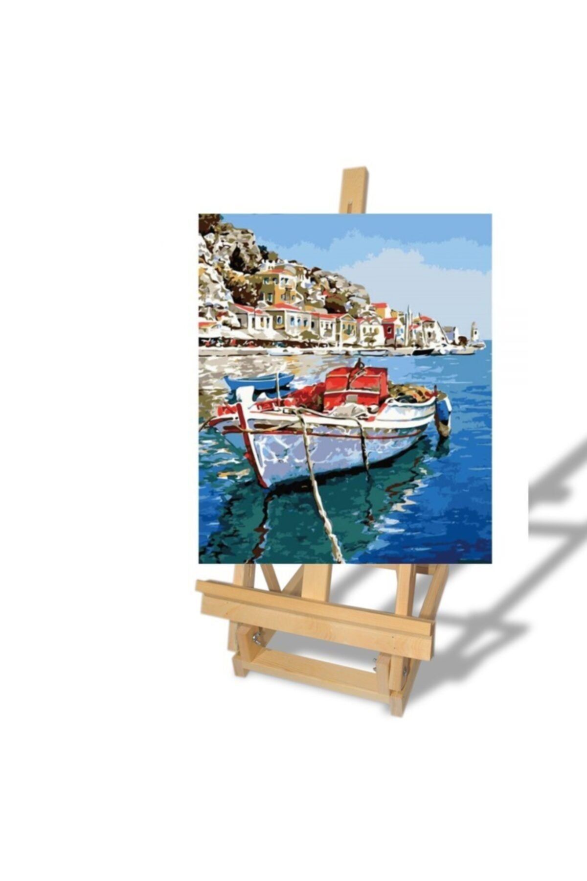 RAMAZANNAKİSVEHOBİ Ahşap Masa Üstü Şövale Egenin Mavi Suları Sayılarla Boyama Seti 40x50 cm