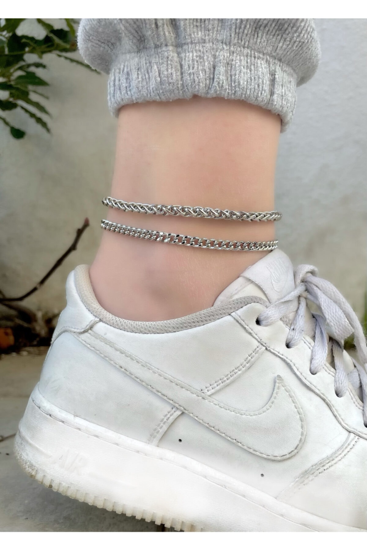 KİLİG Gümüş Renk Burgu Halhal 2'li