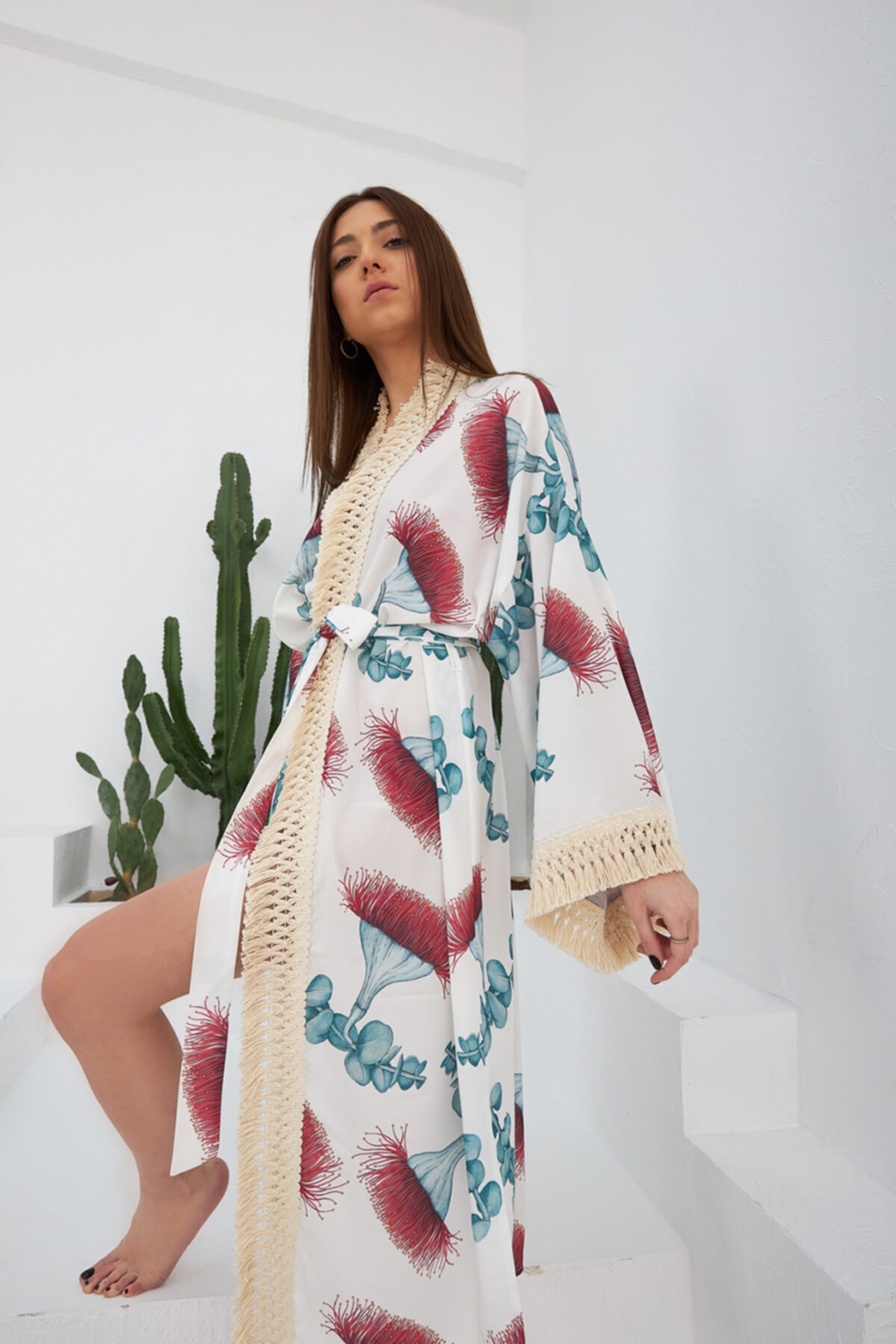 GRACE&KELLY Kadın Pembe Blossem Kimono