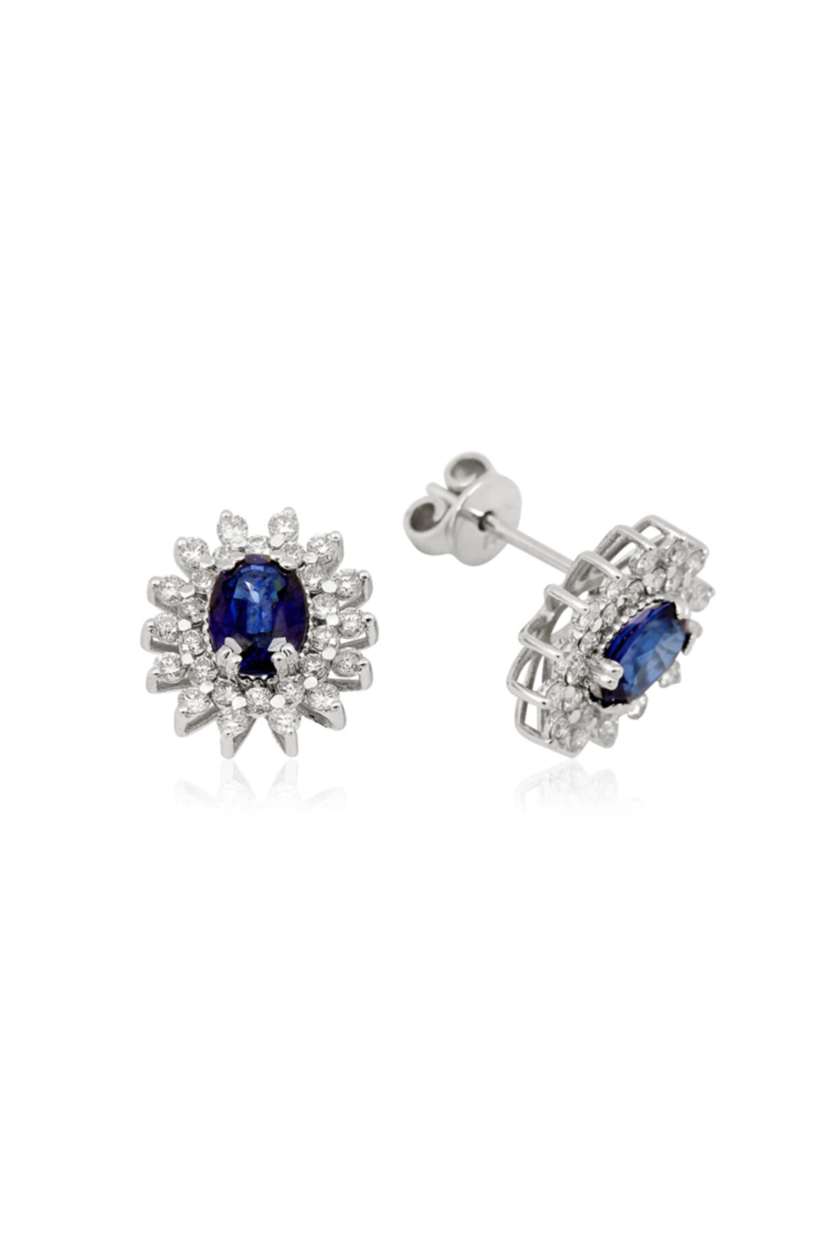 Barok Diamond Pırlanta Safir Küpe 0.95ct 18 Ayar