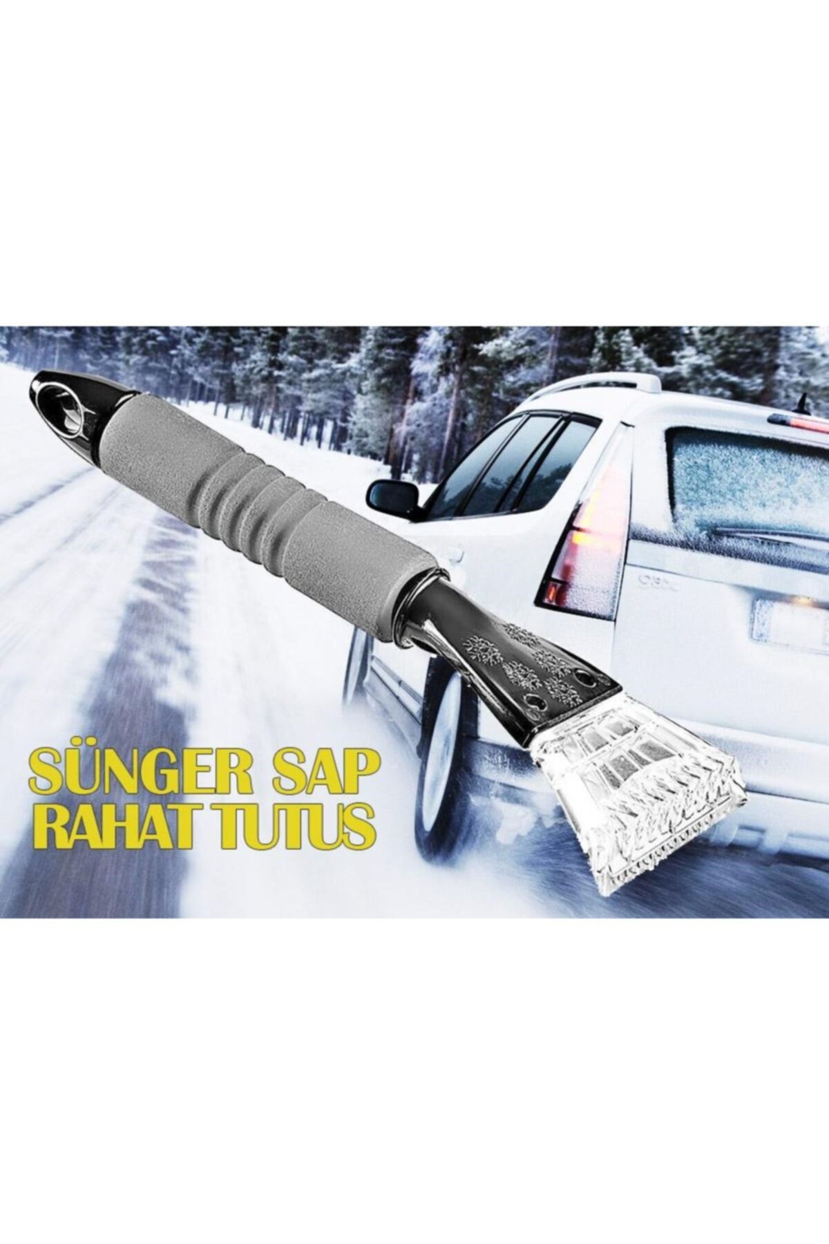 GeçerStore Araba Ön Cam Buz Kar Temizleyici Sünger Tutma Saplı Kazıyıcı