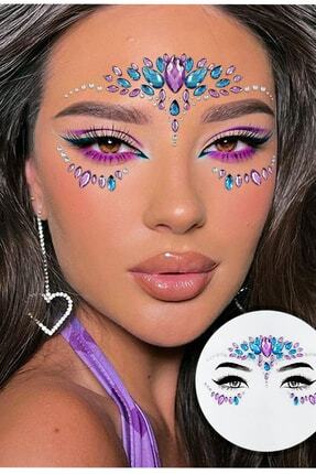 Mermaid Kendinden Yapışkanlı Kristal Yüz Taşı Renkli Face Sticker Image 0
